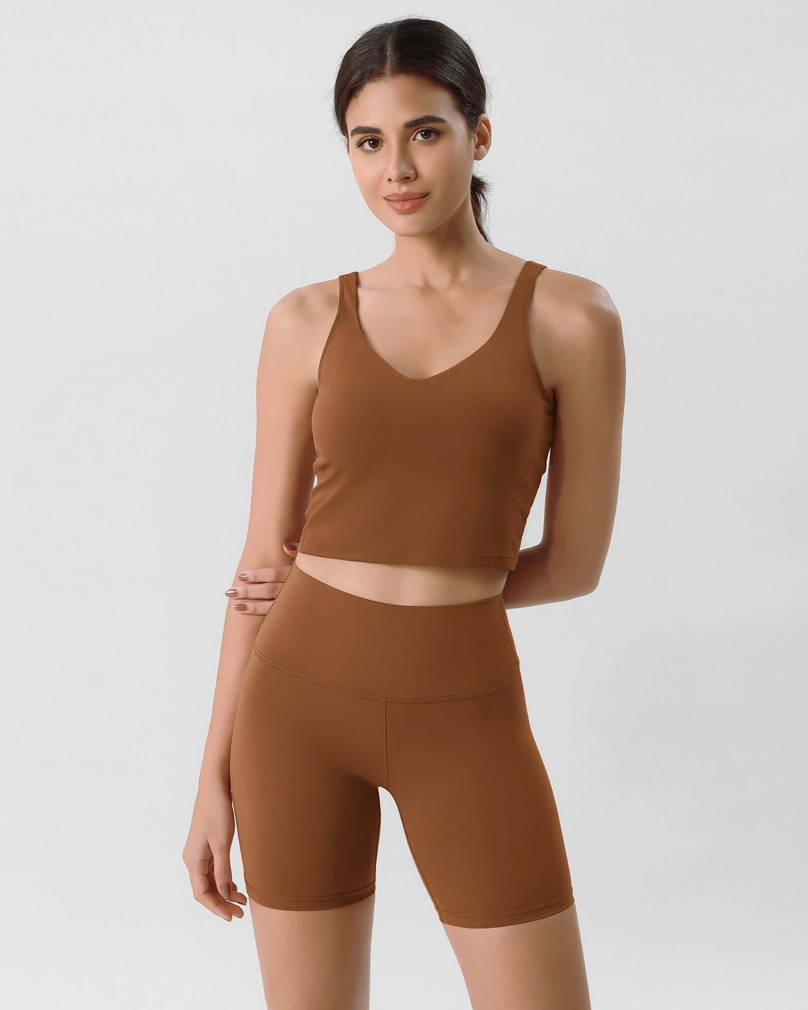 ODLIFT 6 High Waist Biker Shorts Caramel - ododos