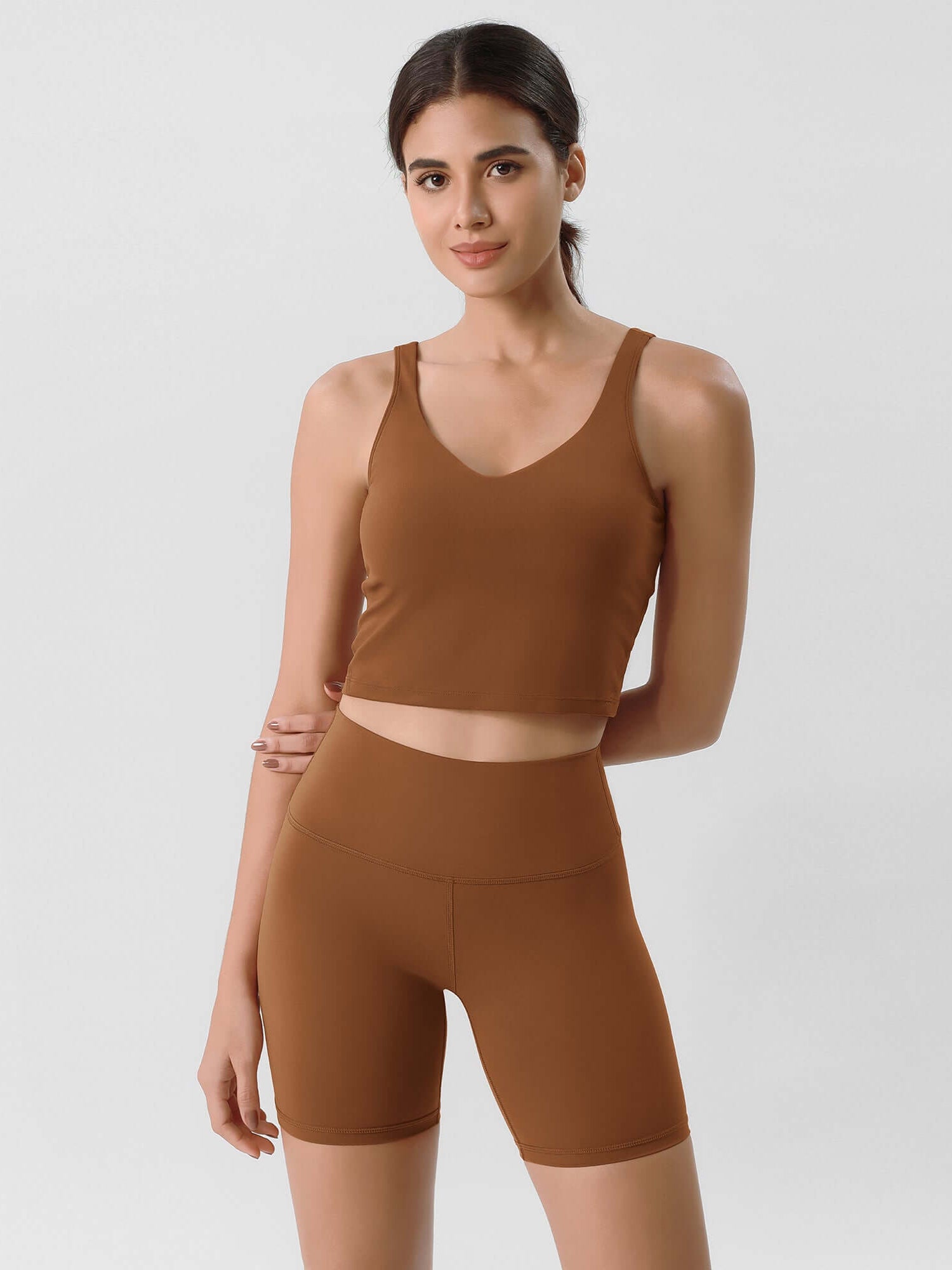 ODLIFT 6 High Waist Biker Shorts Caramel - ododos