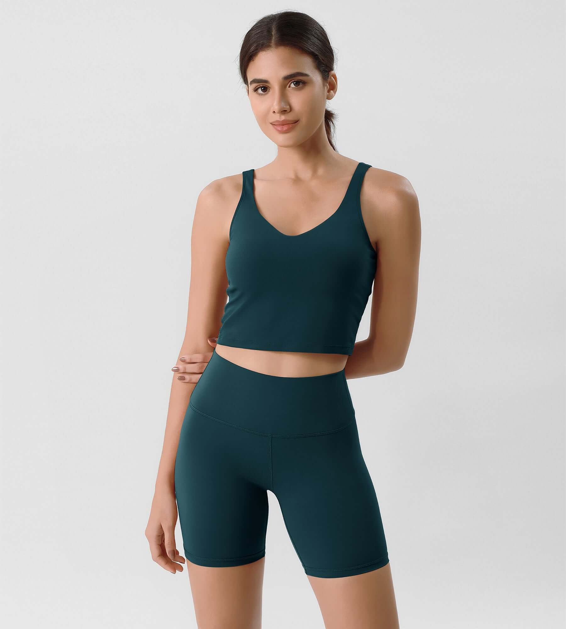 ODLIFT 6 High Waist Biker Shorts Forest Teal - ododos