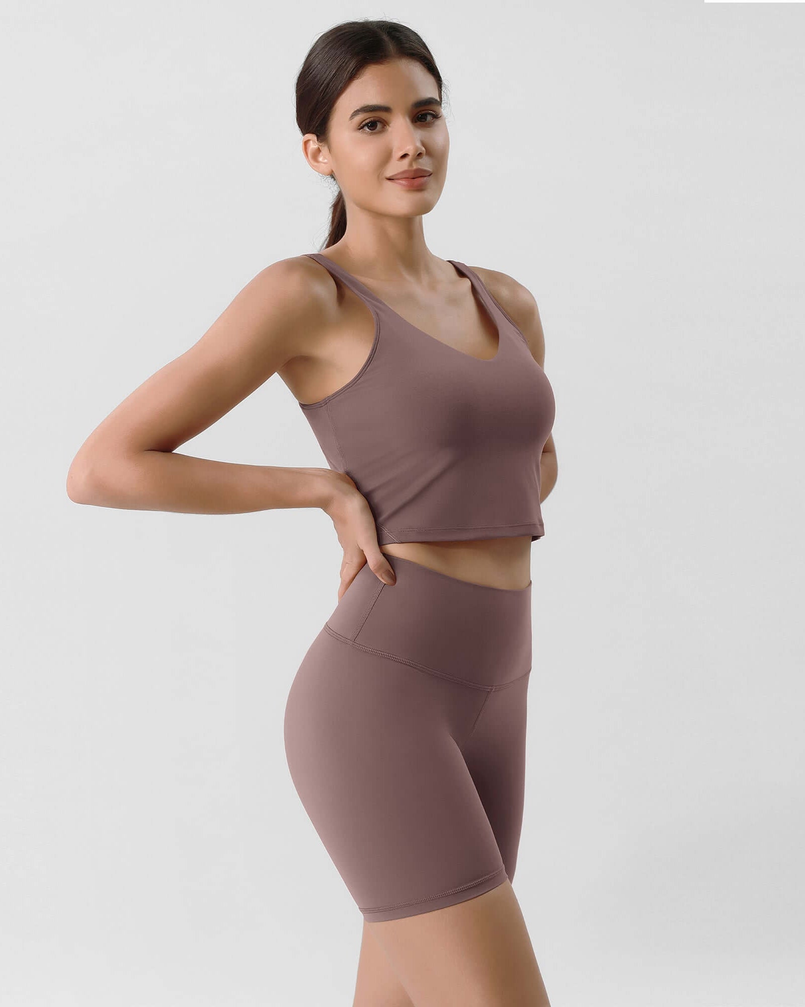 ODLIFT 6 High Waist Biker Shorts Purple Taupe - ododos