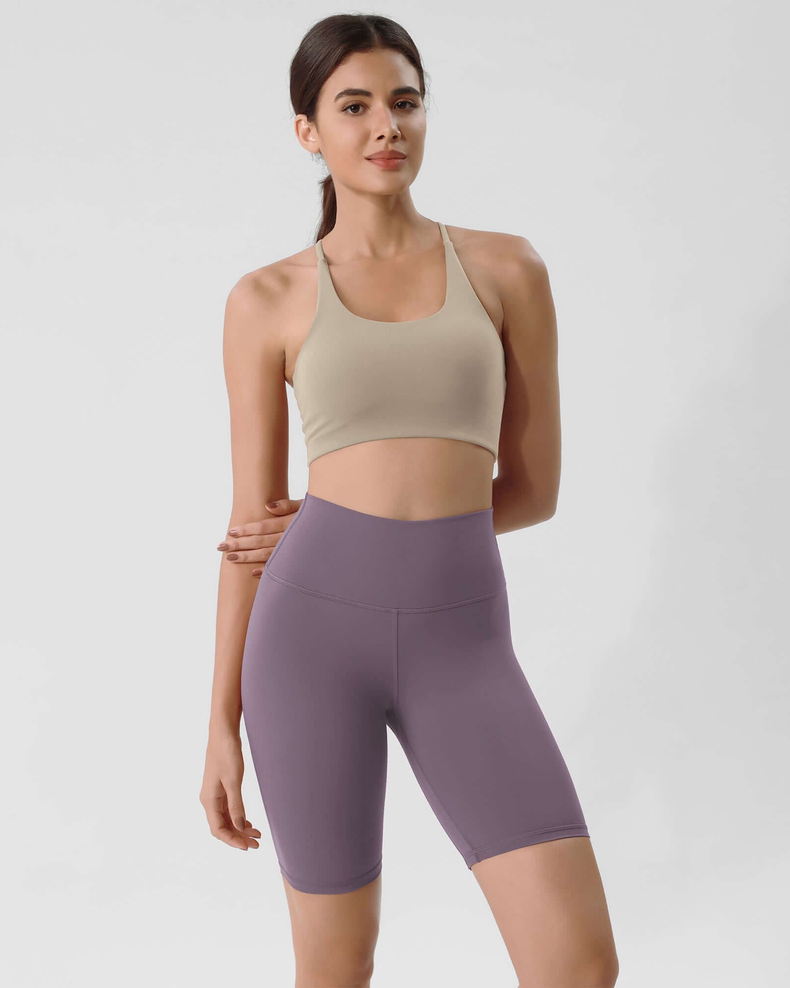 ODLIFT 8 High Waist Biker Shorts Ash Violet - ododos