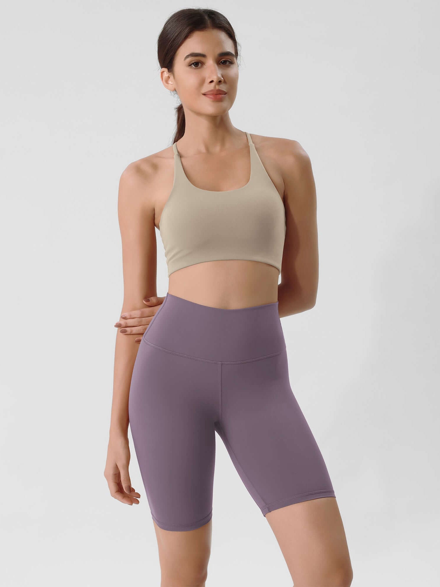 ODLIFT 8 High Waist Biker Shorts Ash Violet - ododos