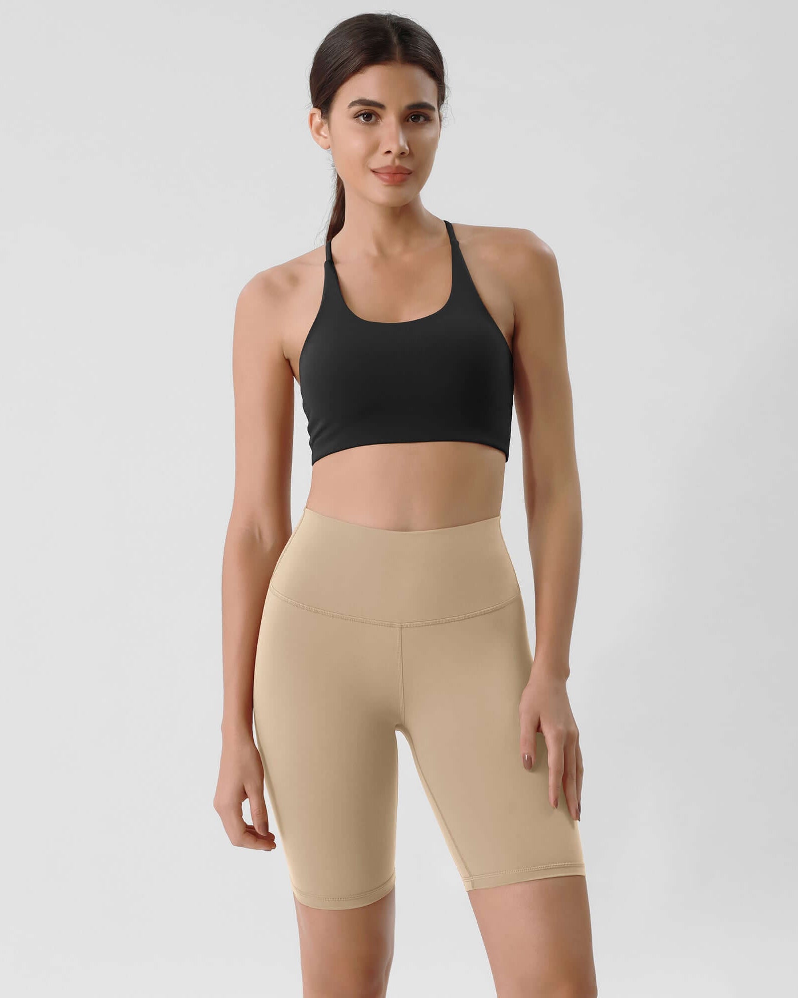 ODLIFT 8 High Waist Biker Shorts Beige - ododos