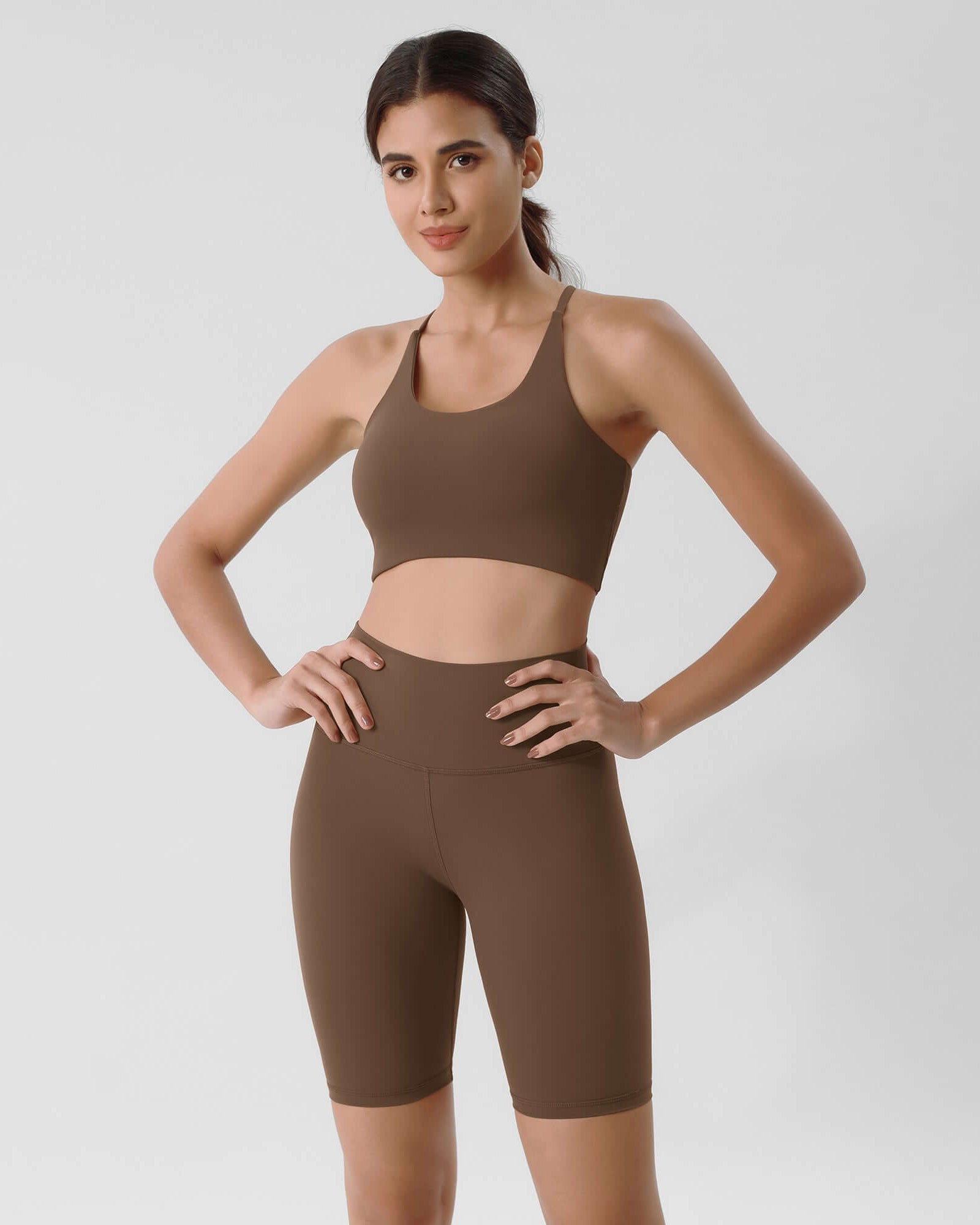 ODLIFT 8 High Waist Biker Shorts Brunette - ododos