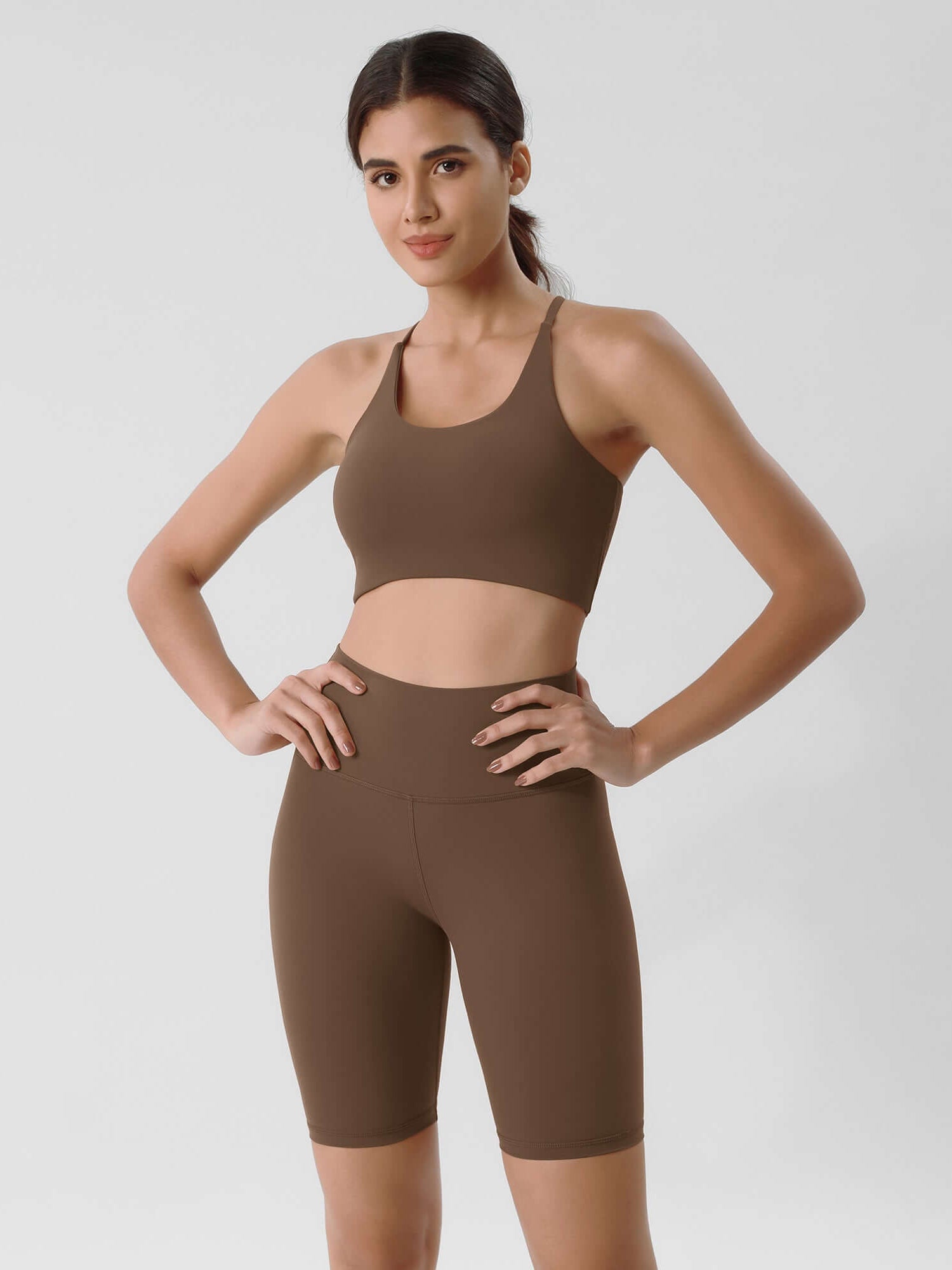 ODLIFT 8 High Waist Biker Shorts Brunette - ododos