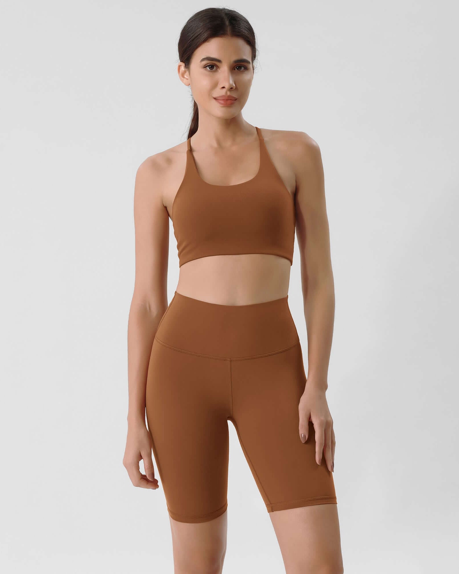 ODLIFT 8 High Waist Biker Shorts Caramel - ododos