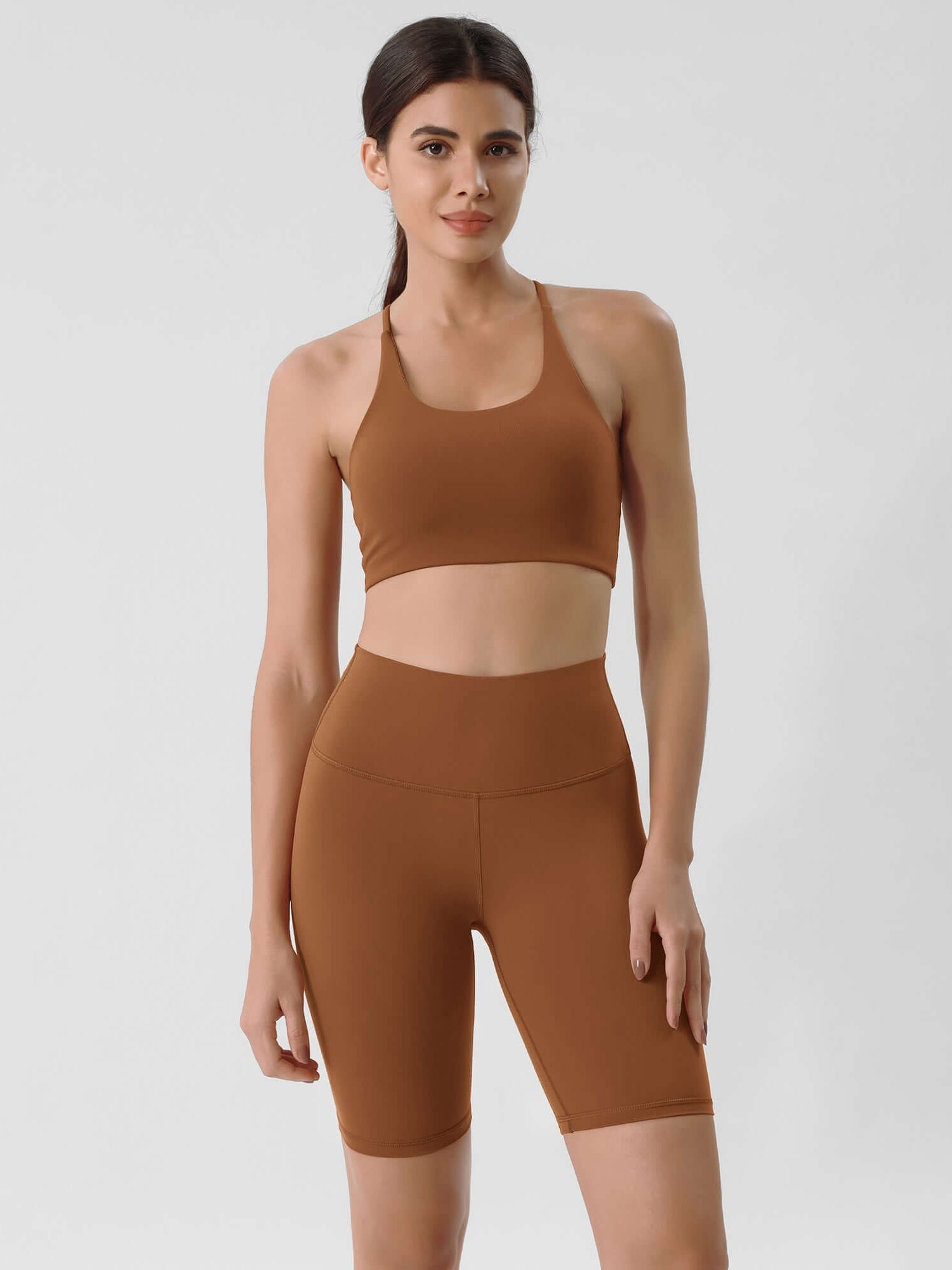ODLIFT 8 High Waist Biker Shorts Caramel - ododos