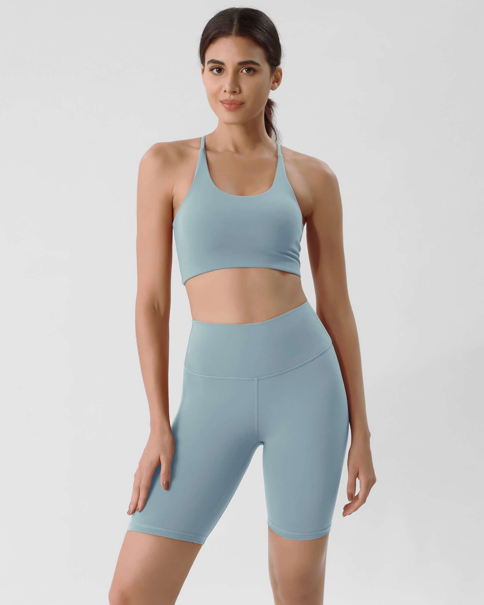 ODLIFT 8 High Waist Biker Shorts Chambray - ododos