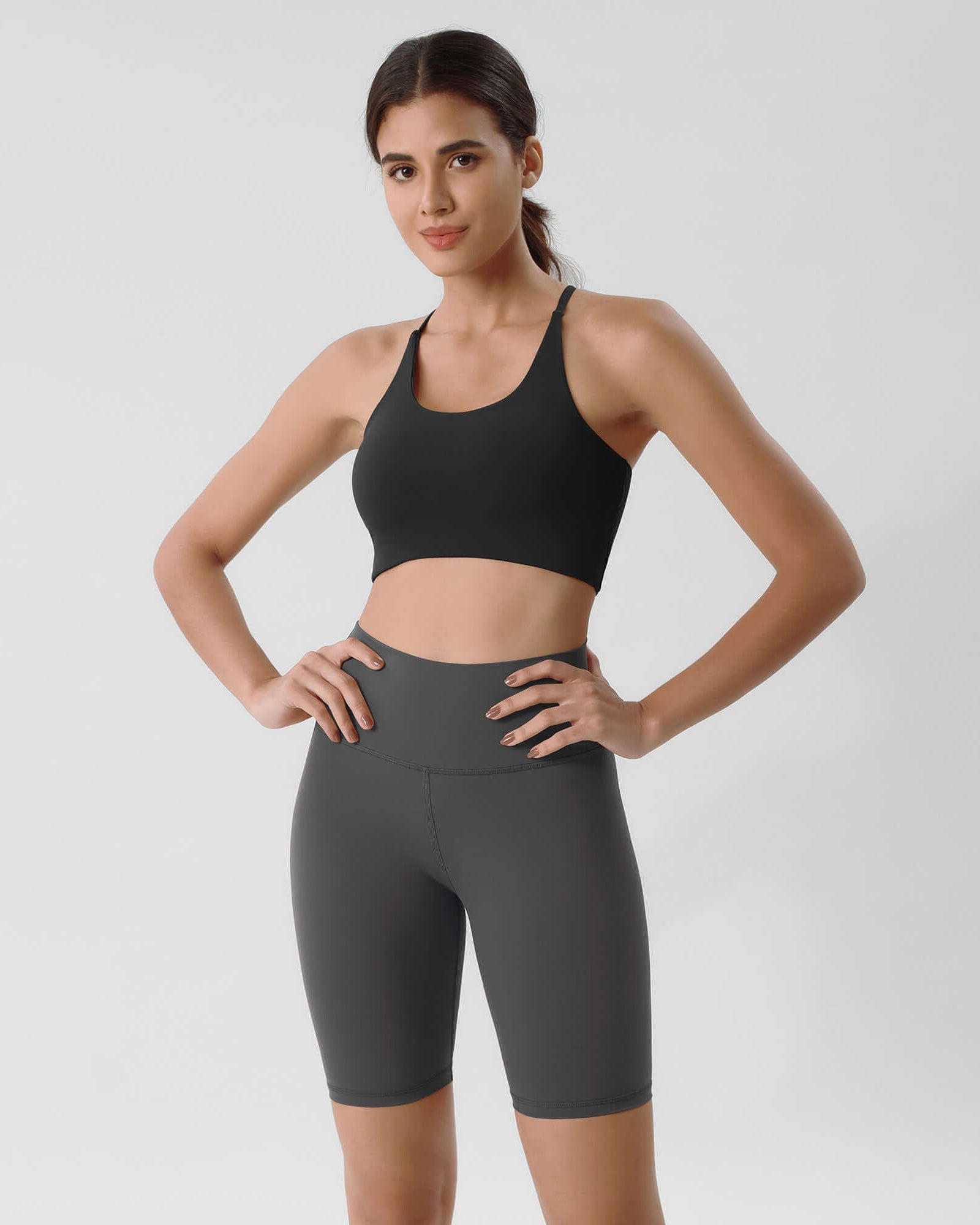 ODLIFT 8 High Waist Biker Shorts Charcoal - ododos