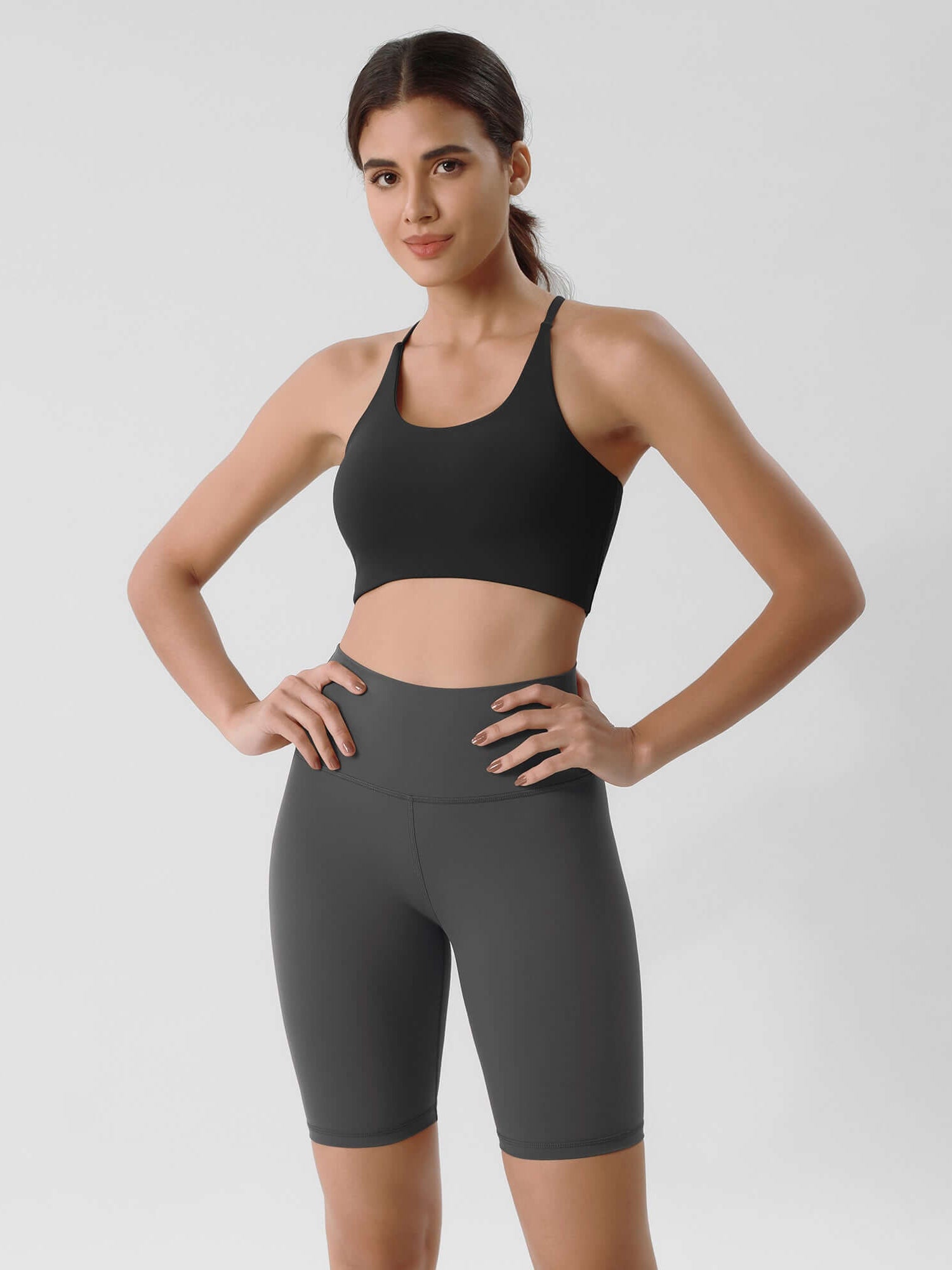 ODLIFT 8 High Waist Biker Shorts Charcoal - ododos