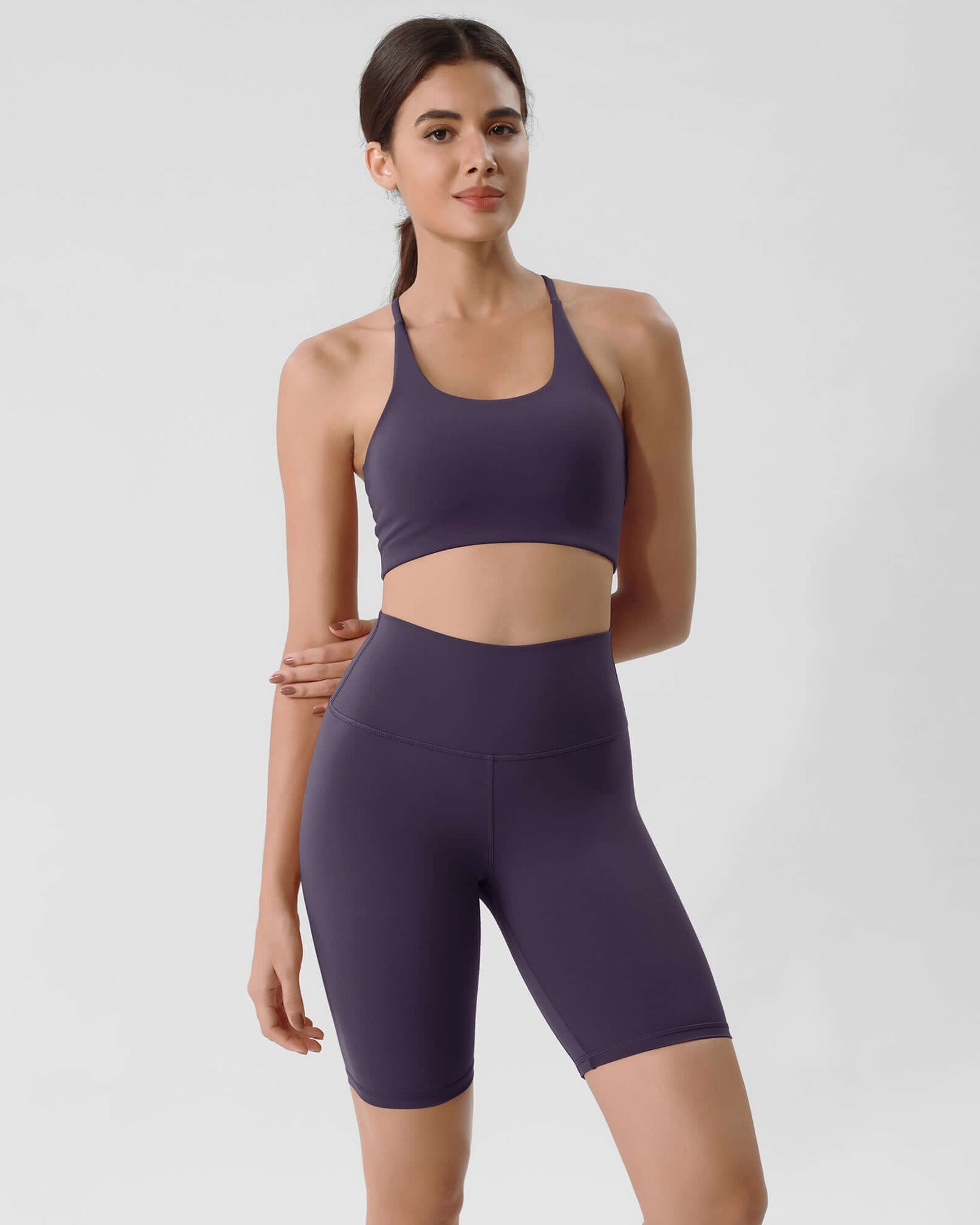 ODLIFT 8 High Waist Biker Shorts Dark Purple - ododos