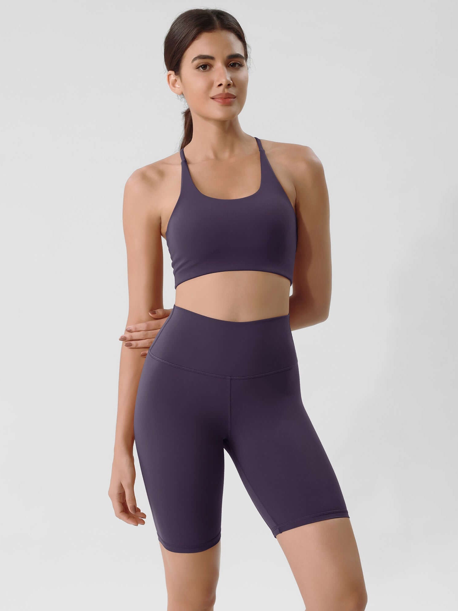 ODLIFT 8 High Waist Biker Shorts Dark Purple - ododos