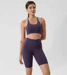 ODLIFT 8 High Waist Biker Shorts Dark Purple - ododos