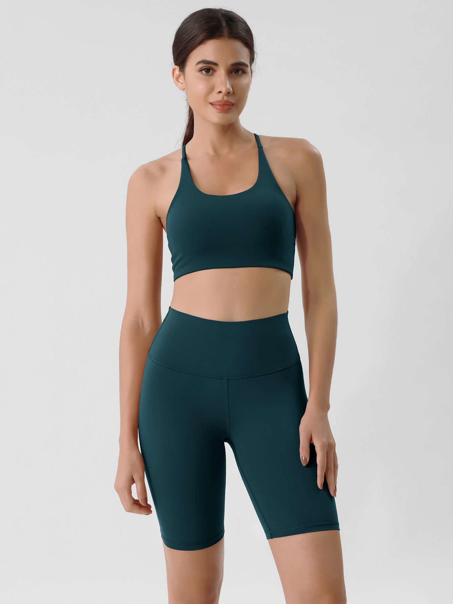 ODLIFT 8 High Waist Biker Shorts Forest Teal - ododos