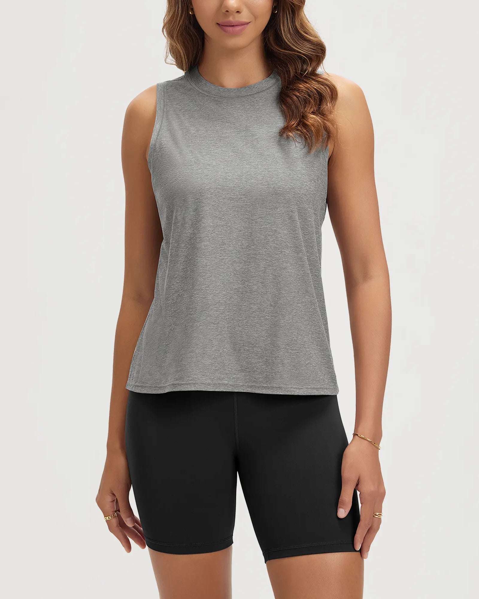 ODODOS Stratum mock neck tank for workout wear in soft fabric and athletic fit.