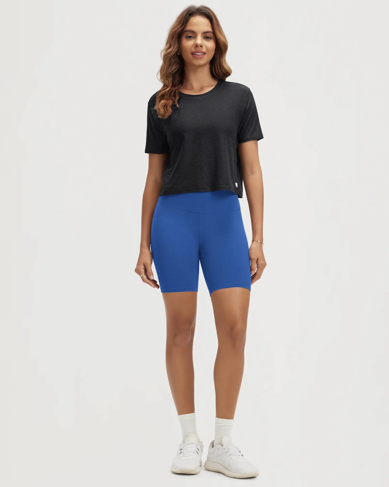 ODODOS Stratum Women's Performance Cropped Tee with soft fabric and athletic fit.