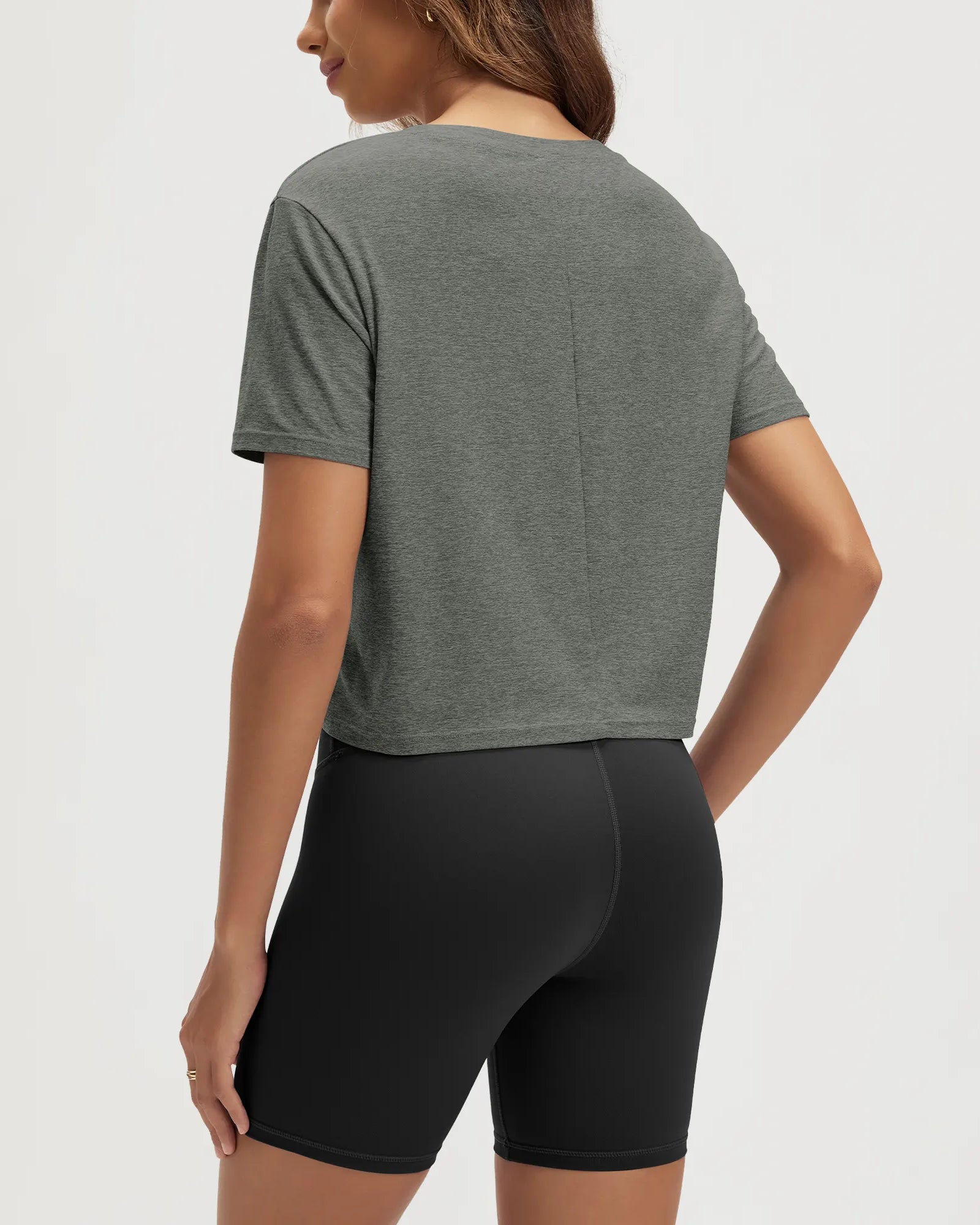 ODODOS Stratum Women's Performance Cropped Tee in soft fabric and athletic fit.