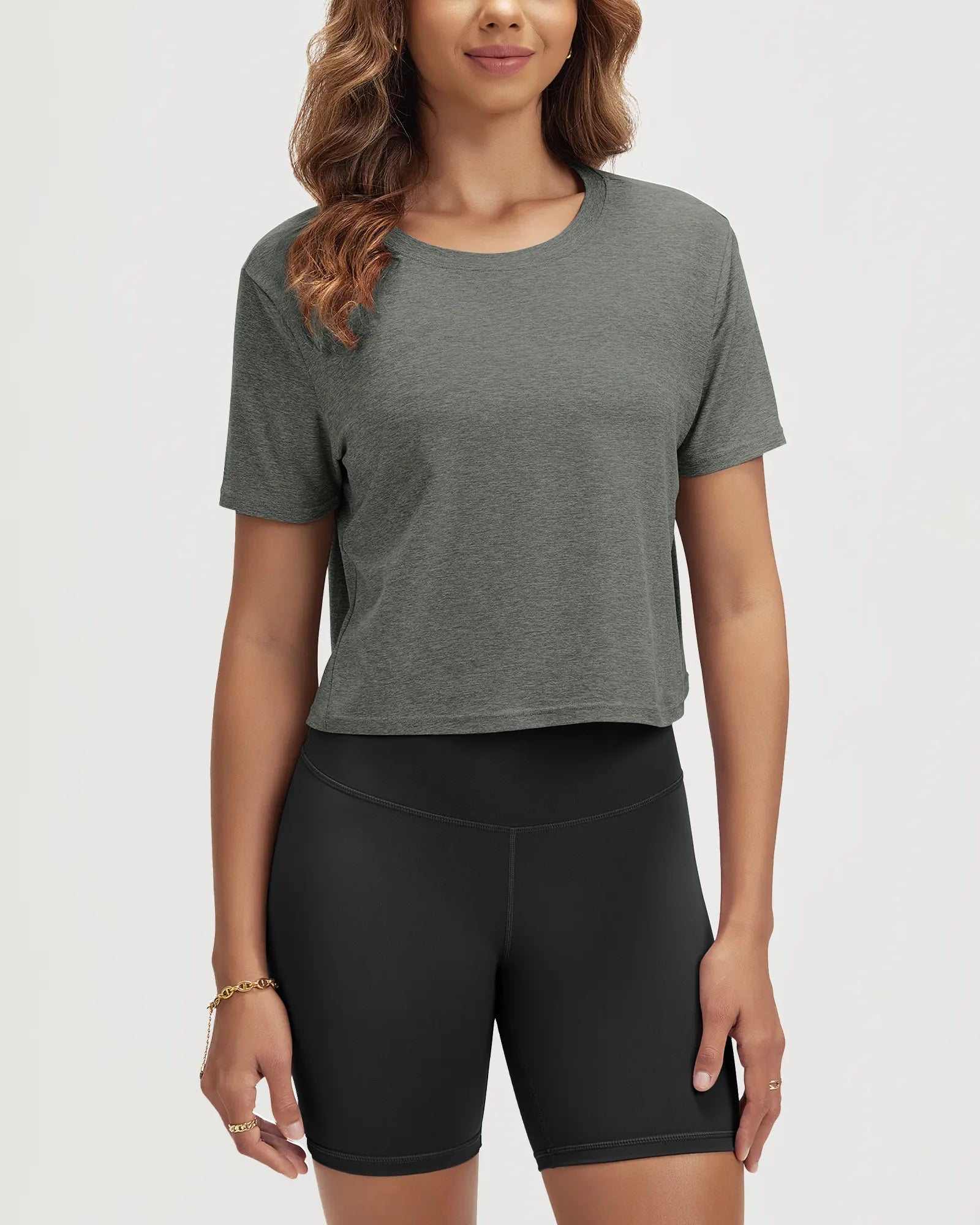 ODODOS Stratum Women's Performance Cropped Tee in soft fabric for activewear and summer essentials.