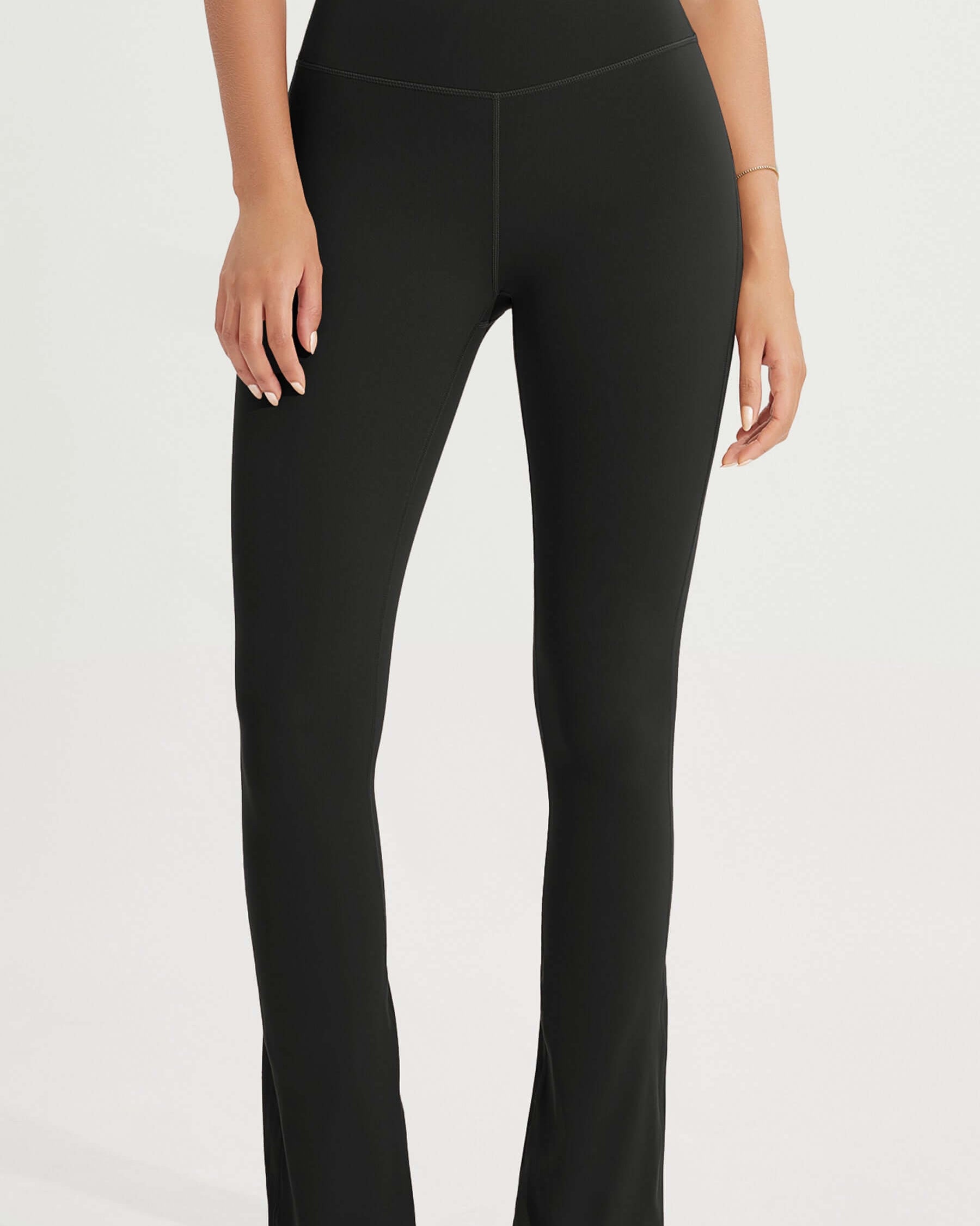 28 High Waist Casual Straight Leg Pants with Back Pocket Black - ododos