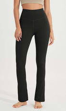 28 High Waist Casual Straight Leg Pants with Back Pocket Black - ododos