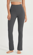 28 High Waist Casual Straight Leg Pants with Back Pocket Charcoal - ododos