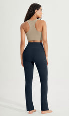 28 High Waist Casual Straight Leg Pants with Back Pocket - ododos