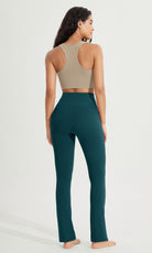 28 High Waist Casual Straight Leg Pants with Back Pocket - ododos