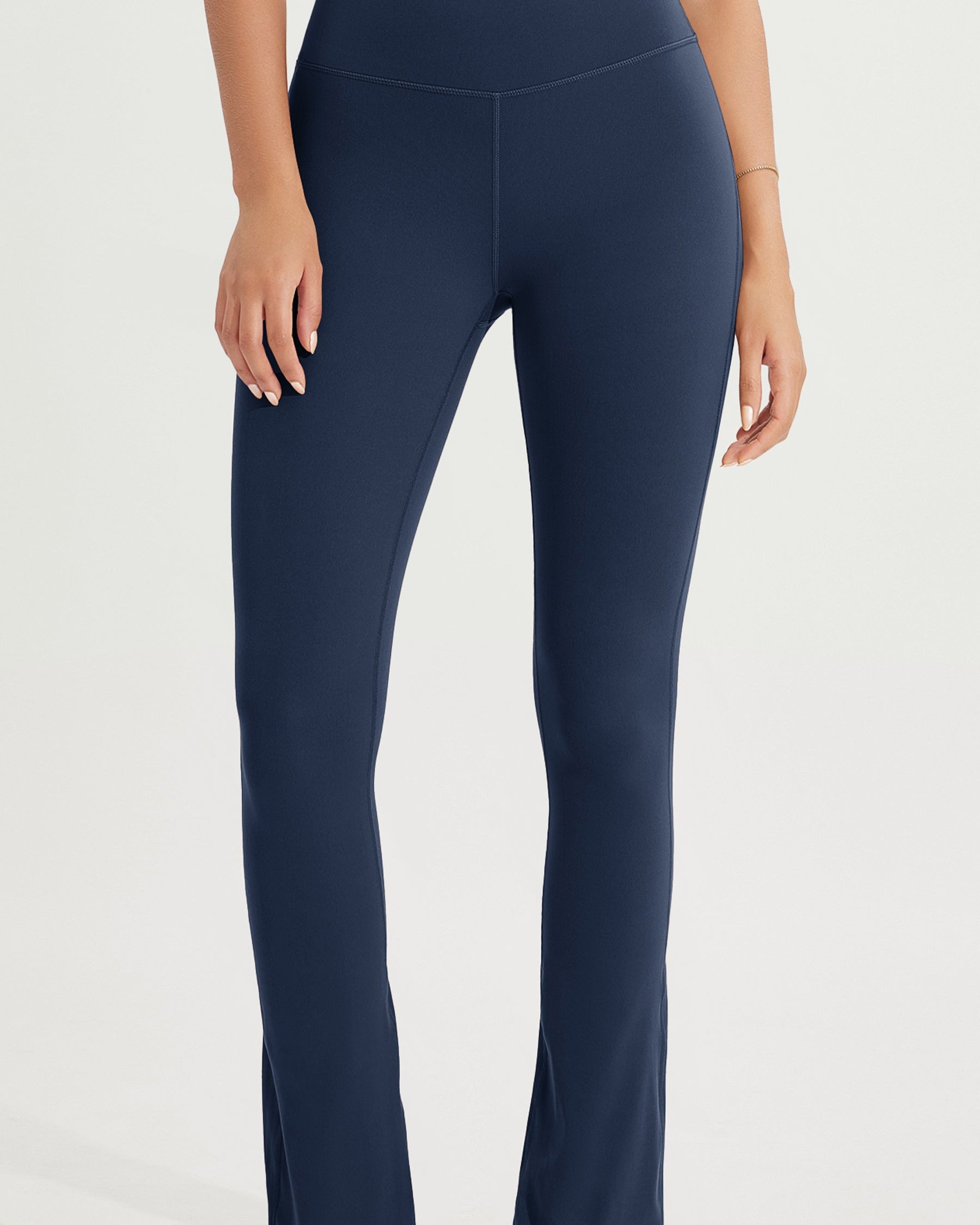 28 High Waist Casual Straight Leg Pants with Back Pocket Navy - ododos