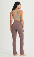 28 High Waist Casual Straight Leg Pants with Back Pocket - ododos