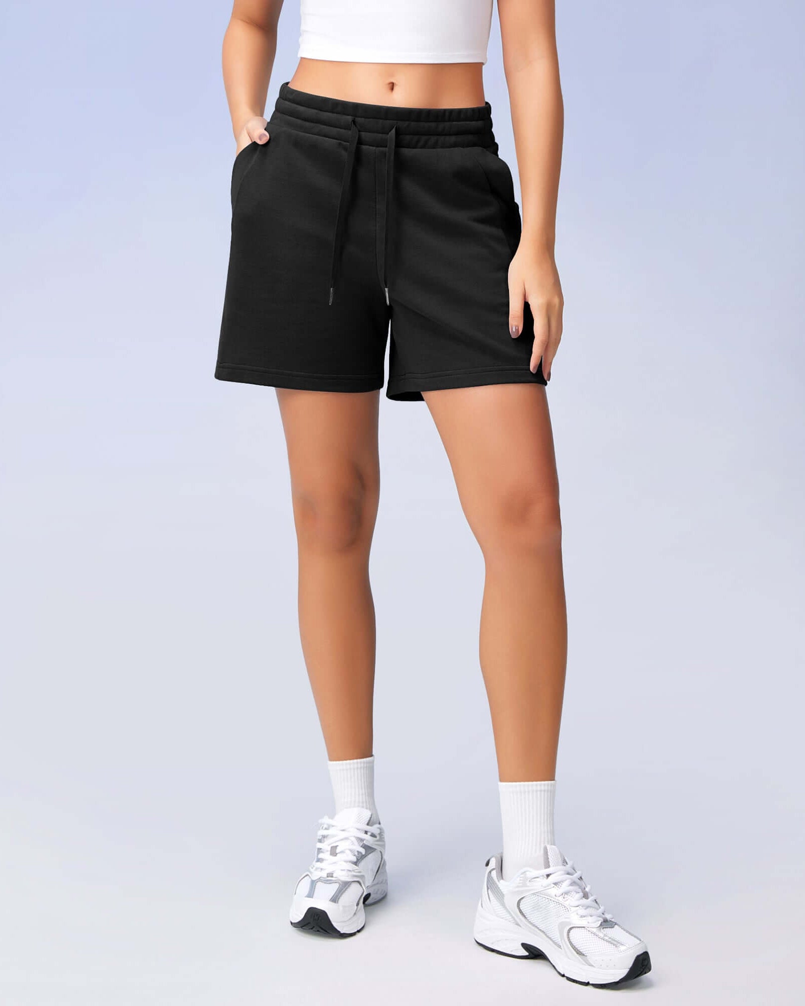 5 Cotton French Terry High Waist Lounge Shorts - ododos