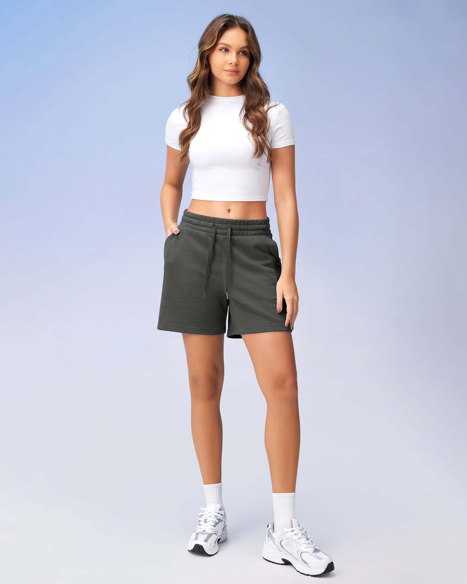 5 Cotton French Terry High Waist Lounge Shorts - ododos