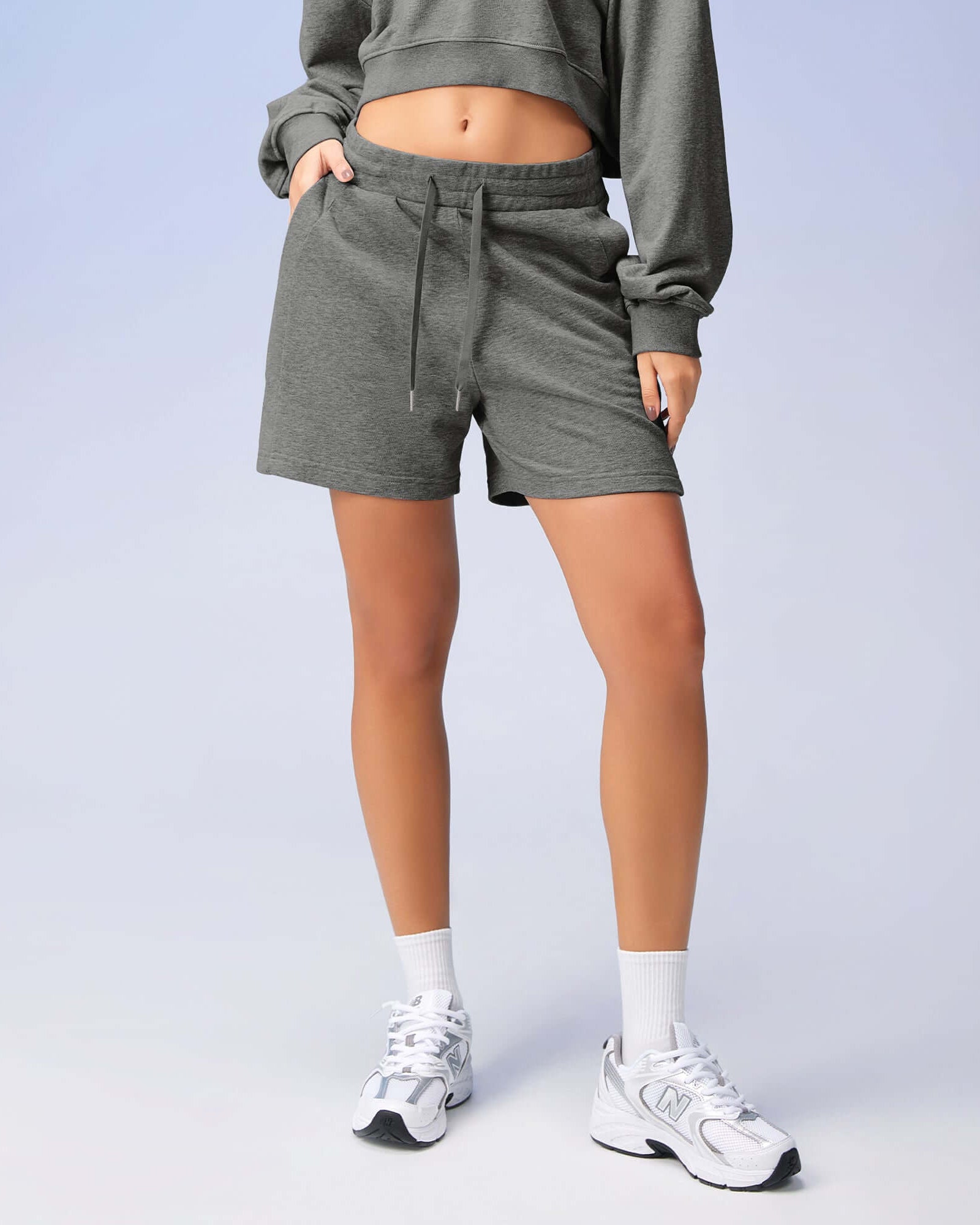5 Cotton French Terry High Waist Lounge Shorts - ododos
