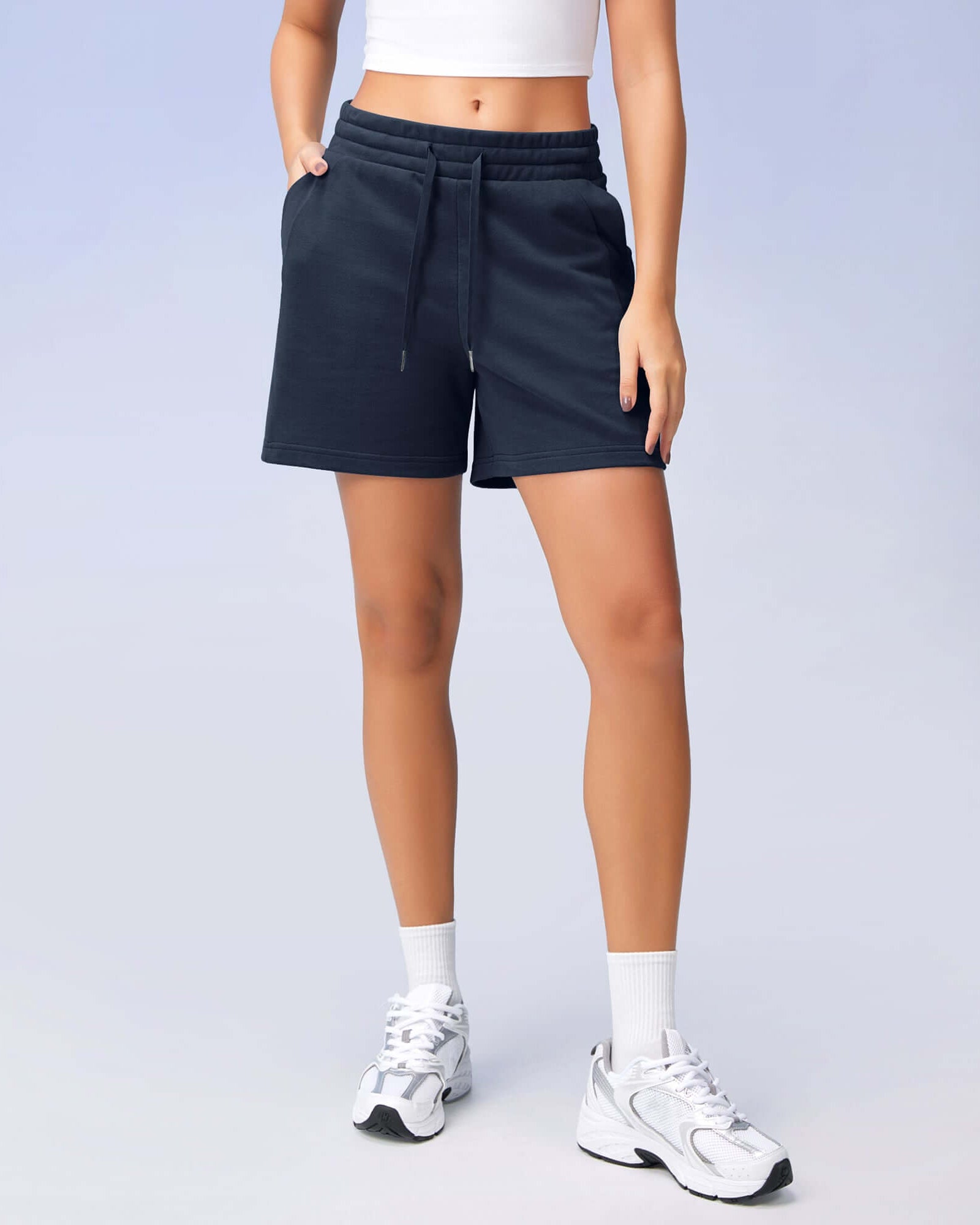 5 Cotton French Terry High Waist Lounge Shorts - ododos