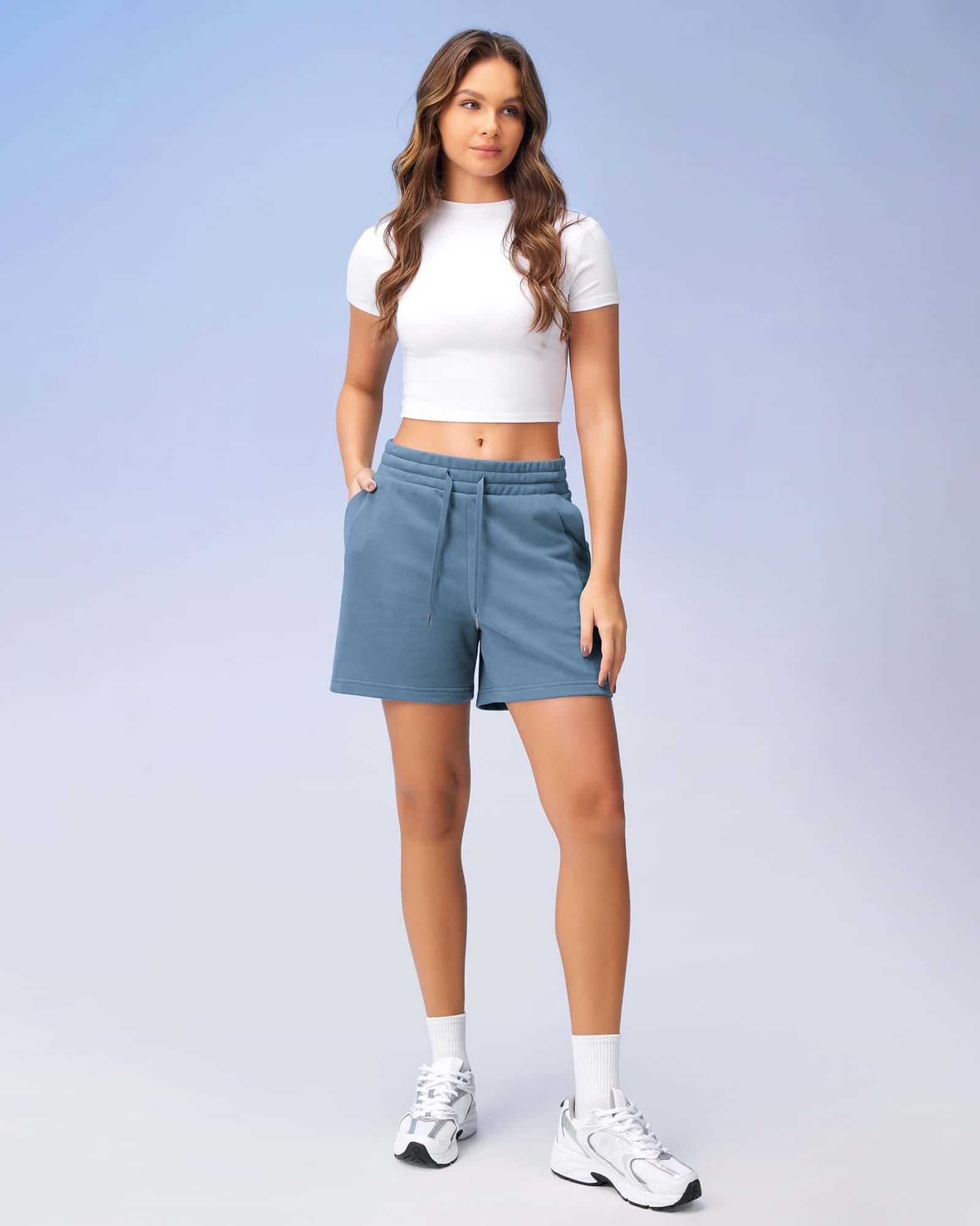 5 Cotton French Terry High Waist Lounge Shorts - ododos