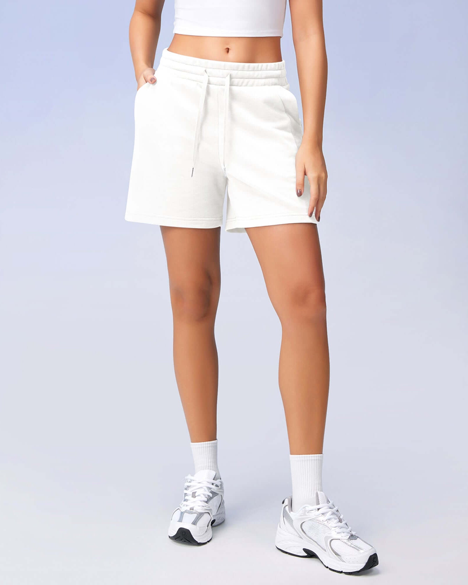 5 Cotton French Terry High Waist Lounge Shorts - ododos