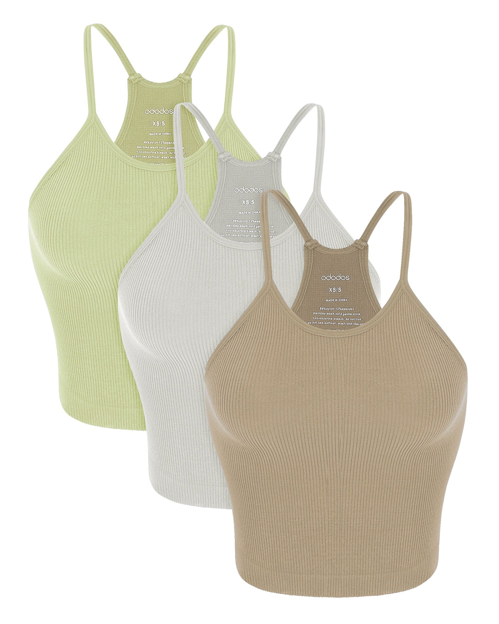 3-Pack Seamless Rib-Knit Camisole Taupe+Murmur+Seedling - ododos