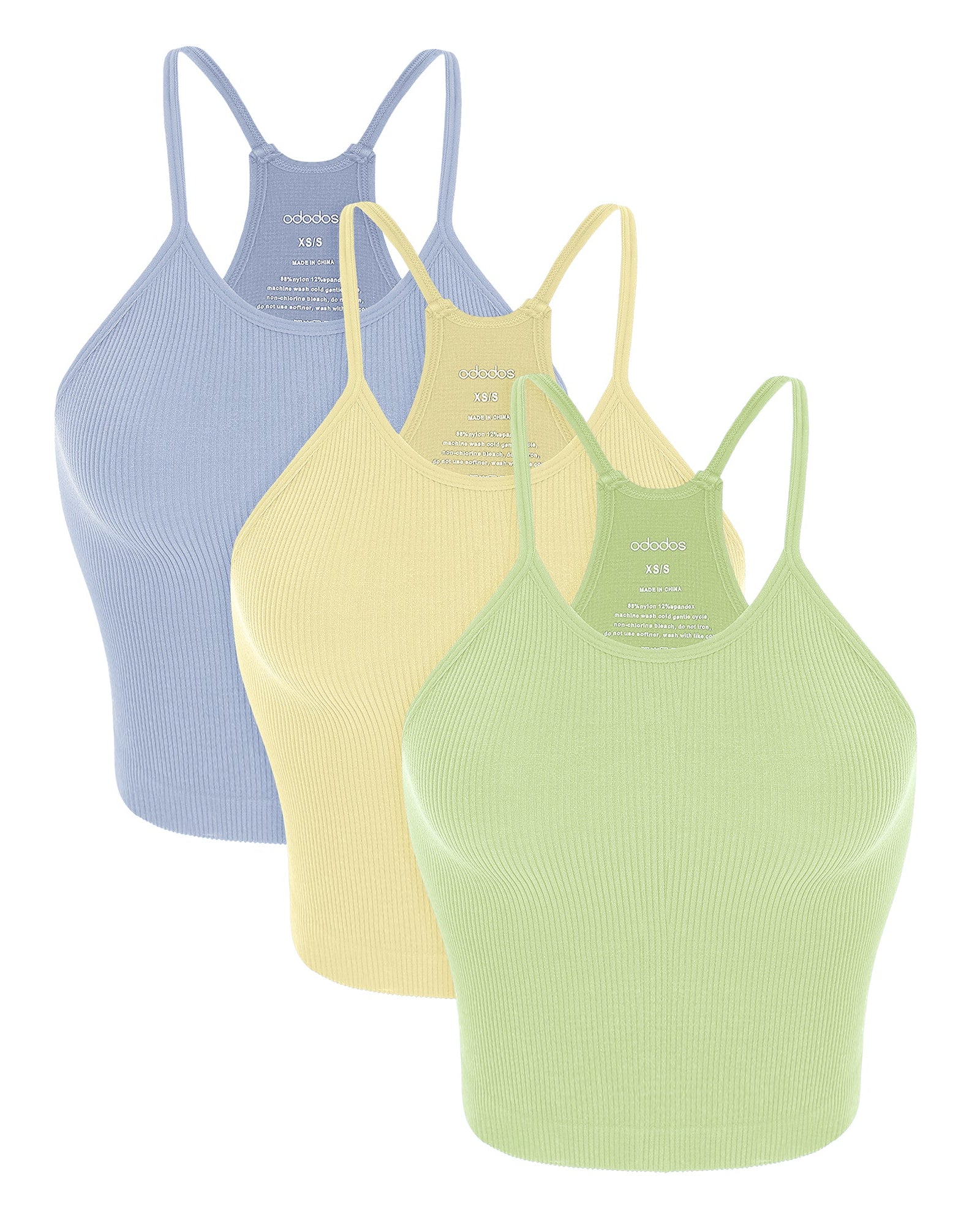 3-Pack Seamless Rib-Knit Camisole Tea+Custard+Serenity - ododos