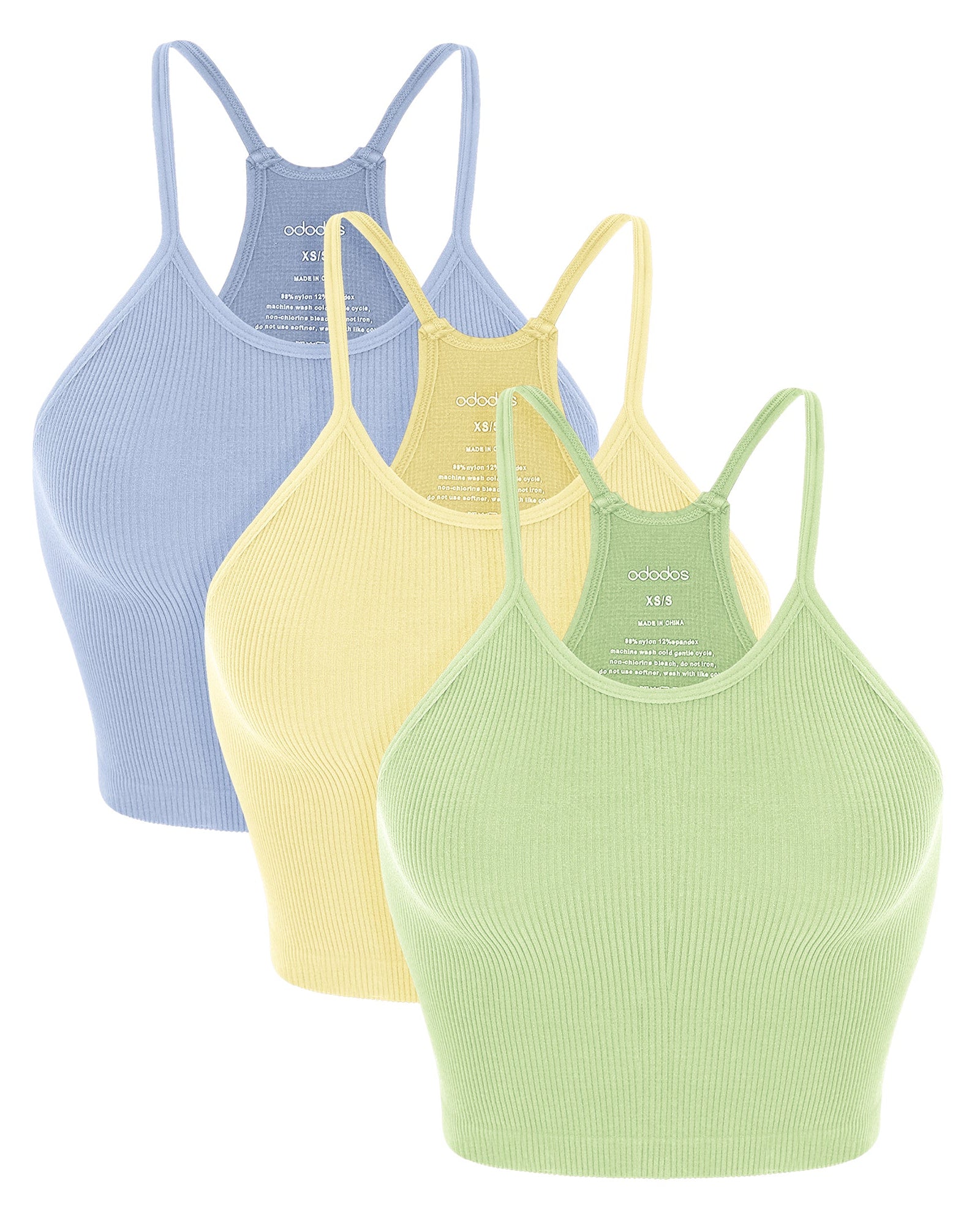 3-Pack Seamless Ribbed Crop Camisole Tea+Custard+Serenity - ododos