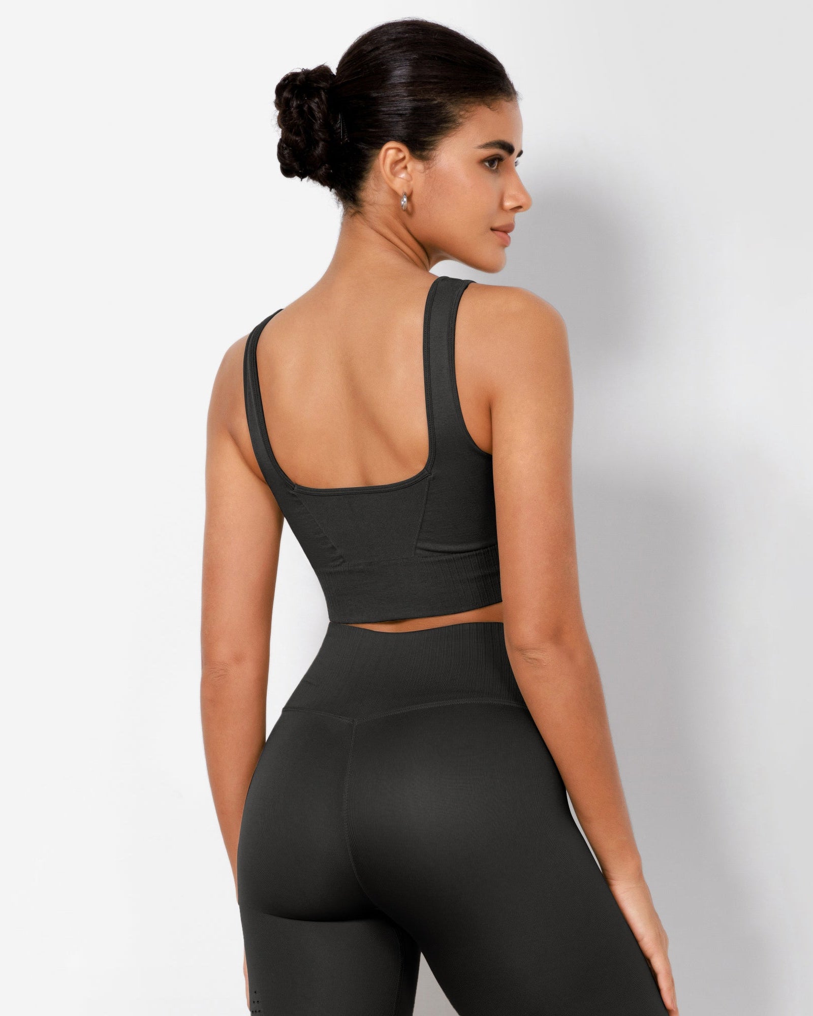 Ribbed Square Neck Sports Bra - ododos