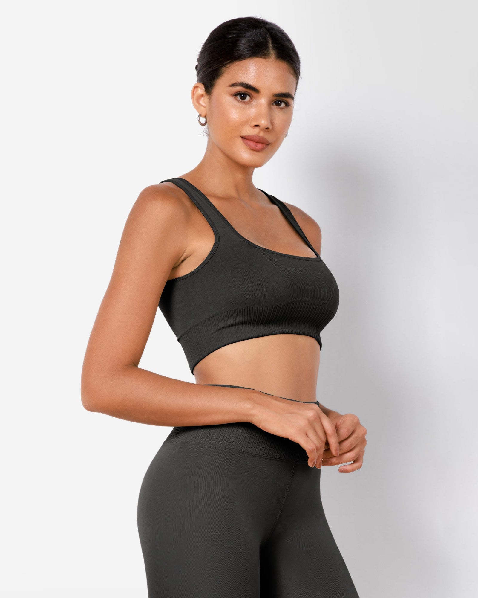 Ribbed Square Neck Sports Bra - ododos