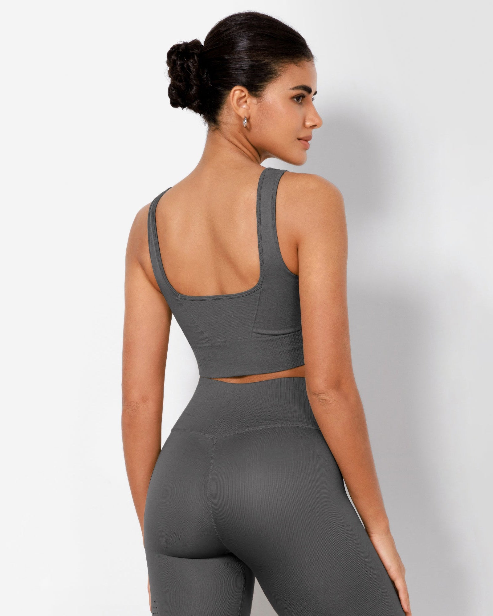 Ribbed Square Neck Sports Bra - ododos
