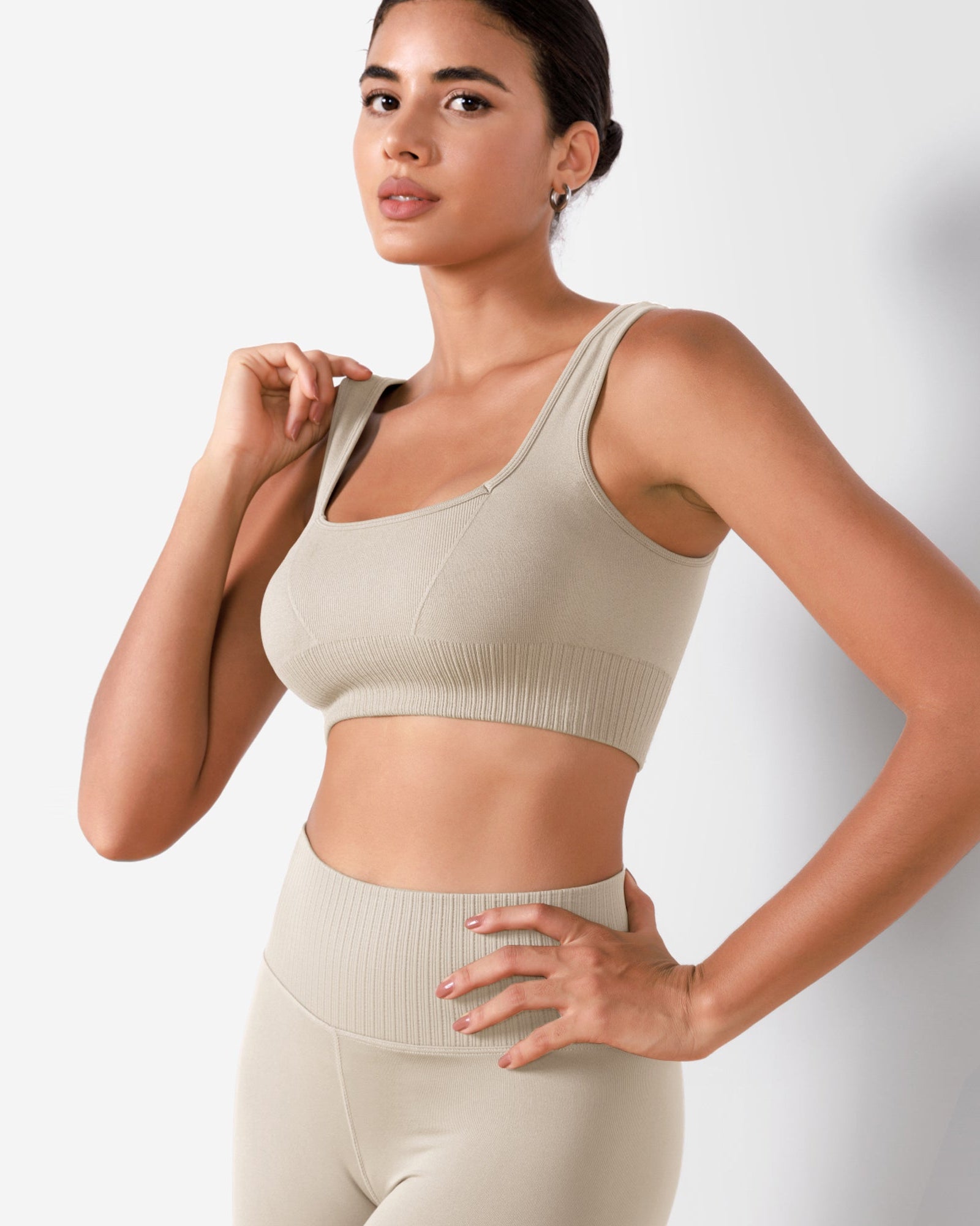 Ribbed Square Neck Sports Bra - ododos