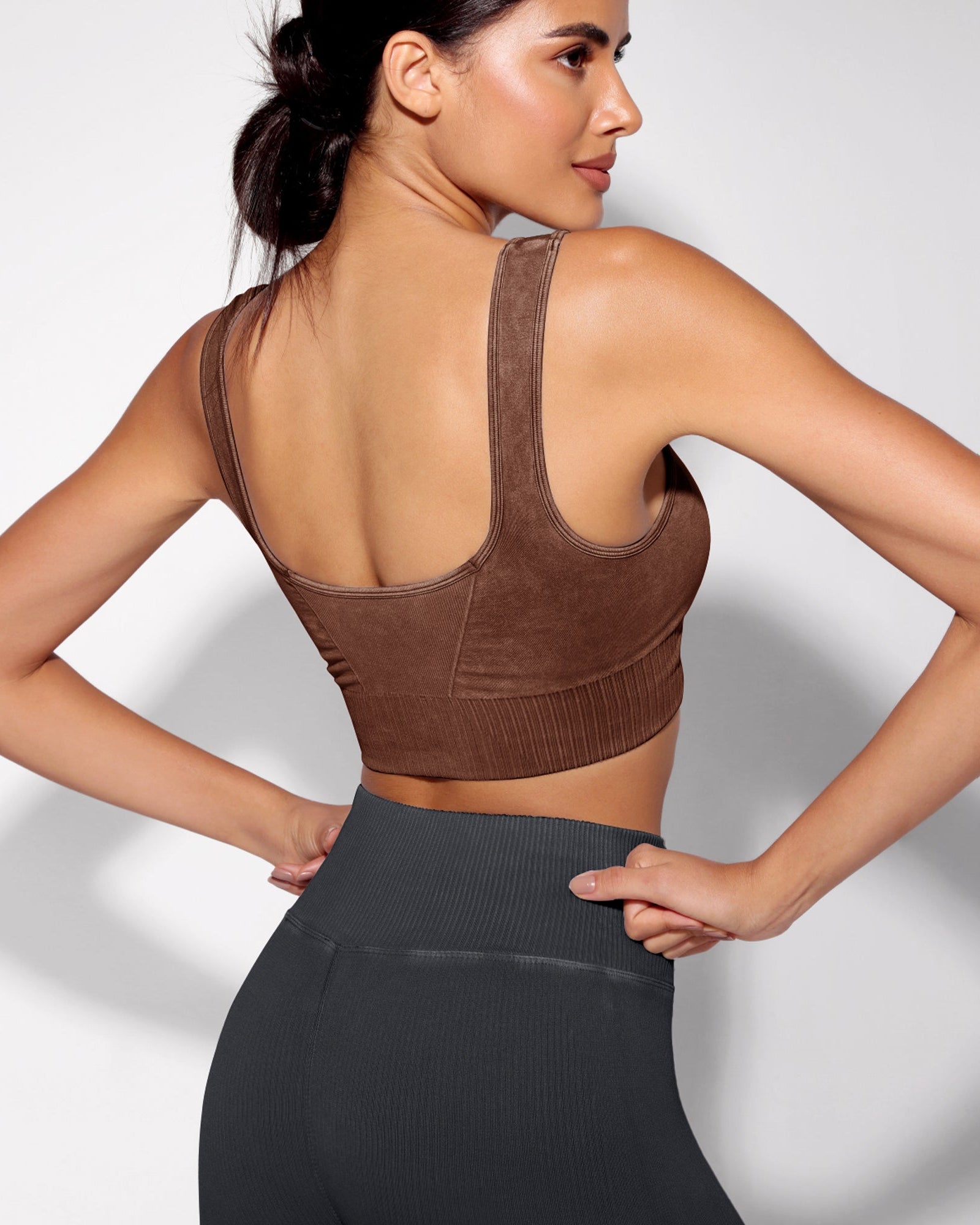 Ribbed Square Neck Sports Bra - ododos
