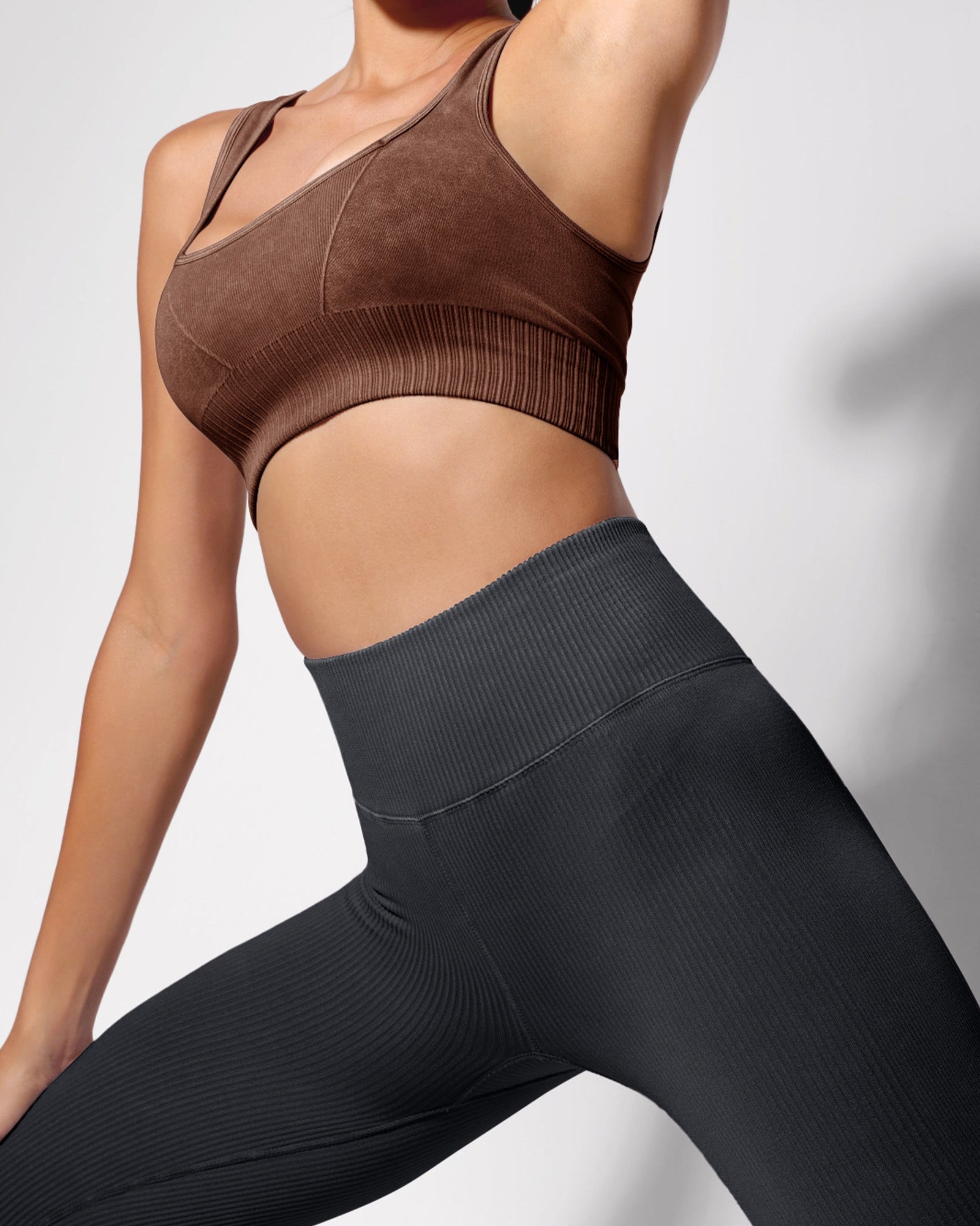 Ribbed Square Neck Sports Bra - ododos