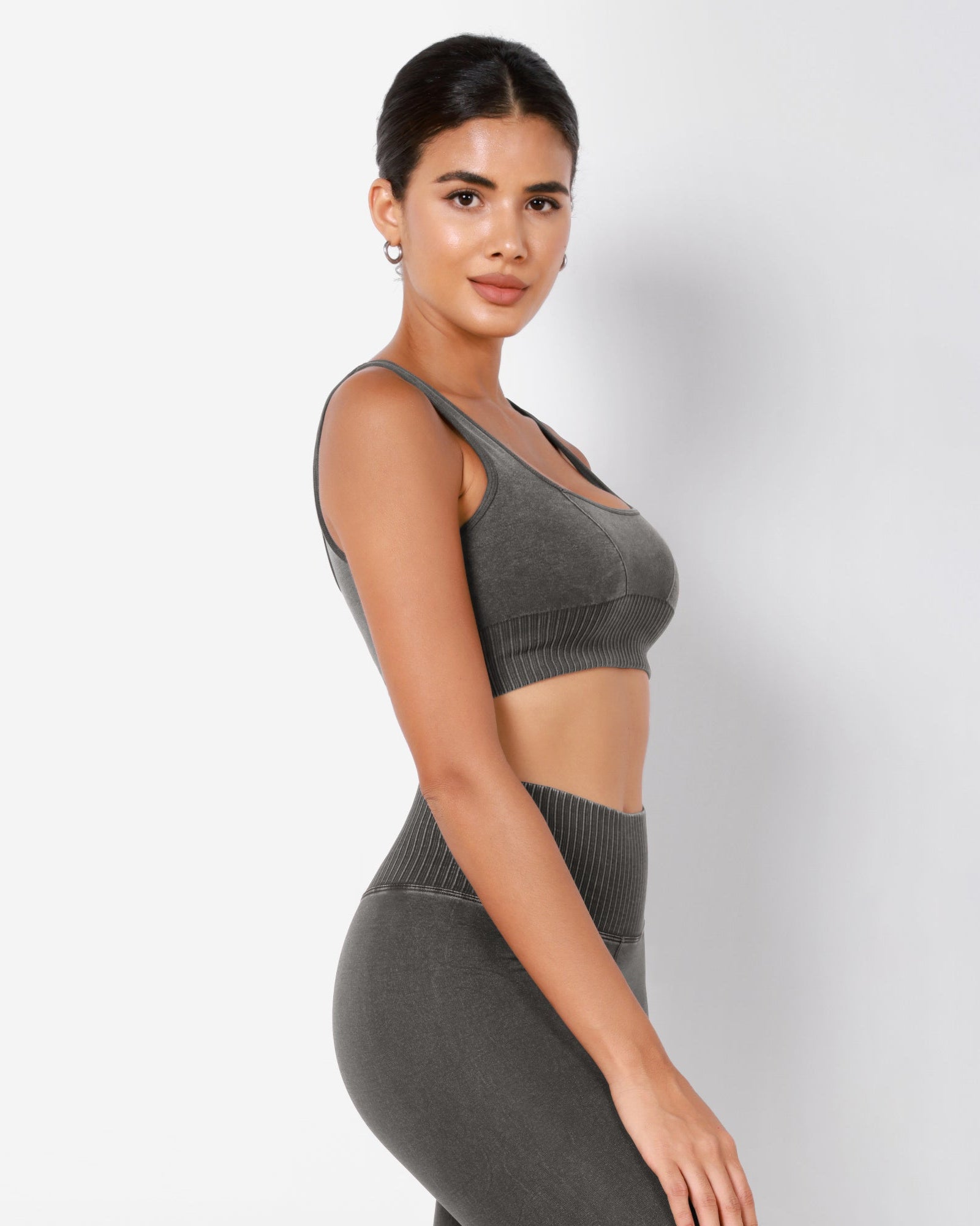 Ribbed Square Neck Sports Bra - ododos