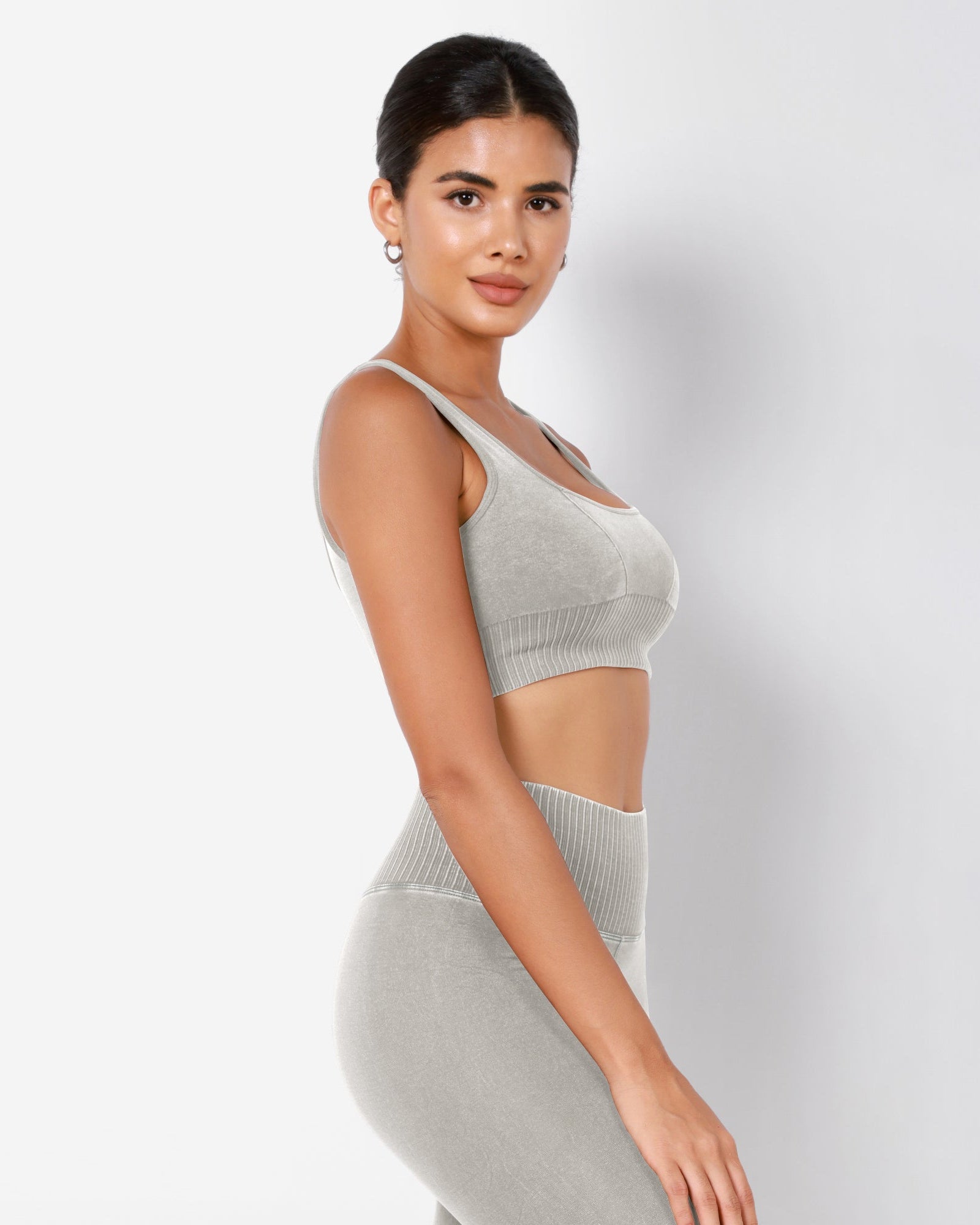 Ribbed Square Neck Sports Bra - ododos