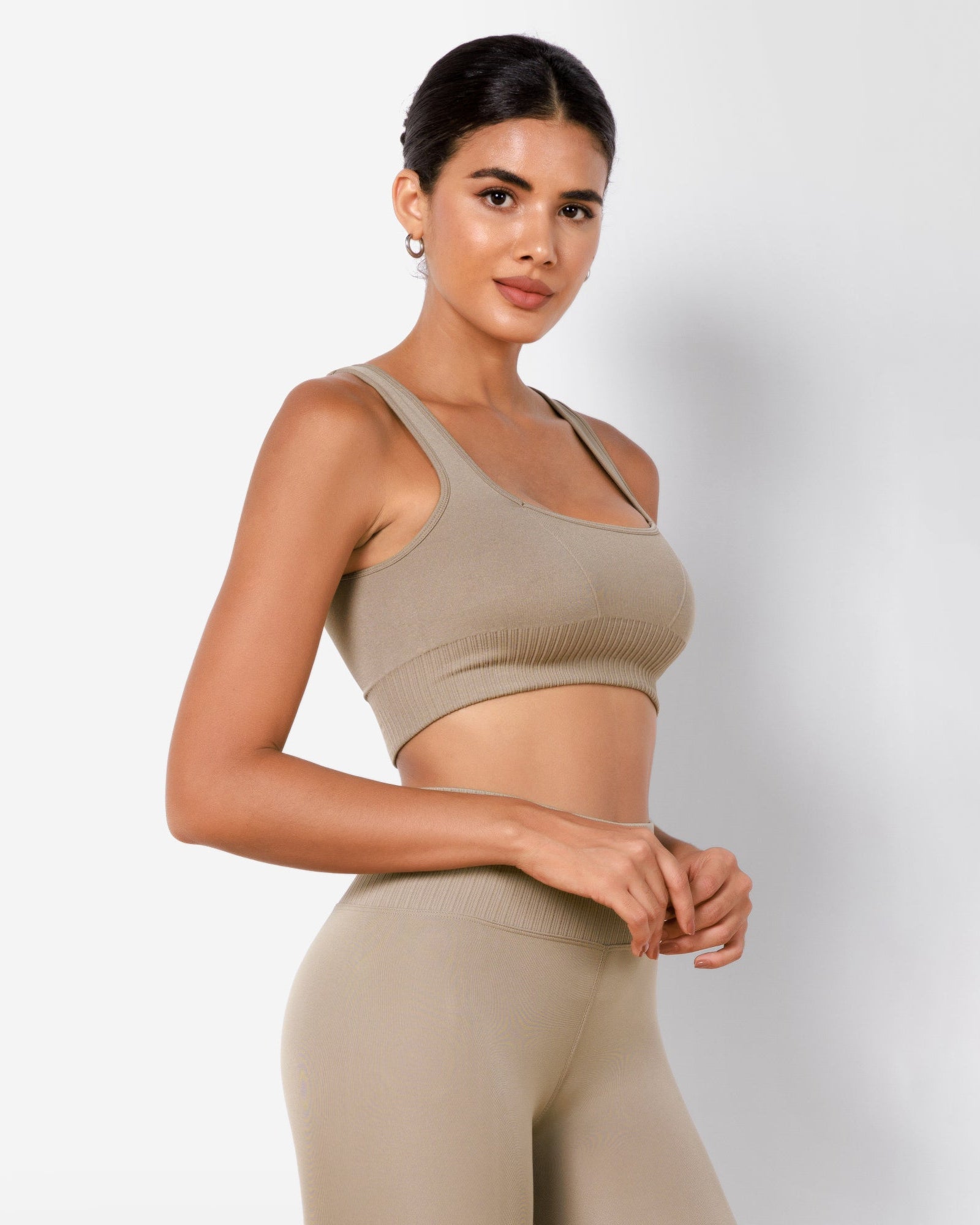 Ribbed Square Neck Sports Bra - ododos