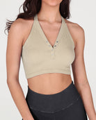 2-Pack Seamless Henley Crop Tops - ododos