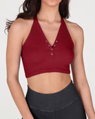 2-Pack Seamless Henley Crop Tops - ododos