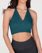 2-Pack Seamless Henley Crop Tops - ododos